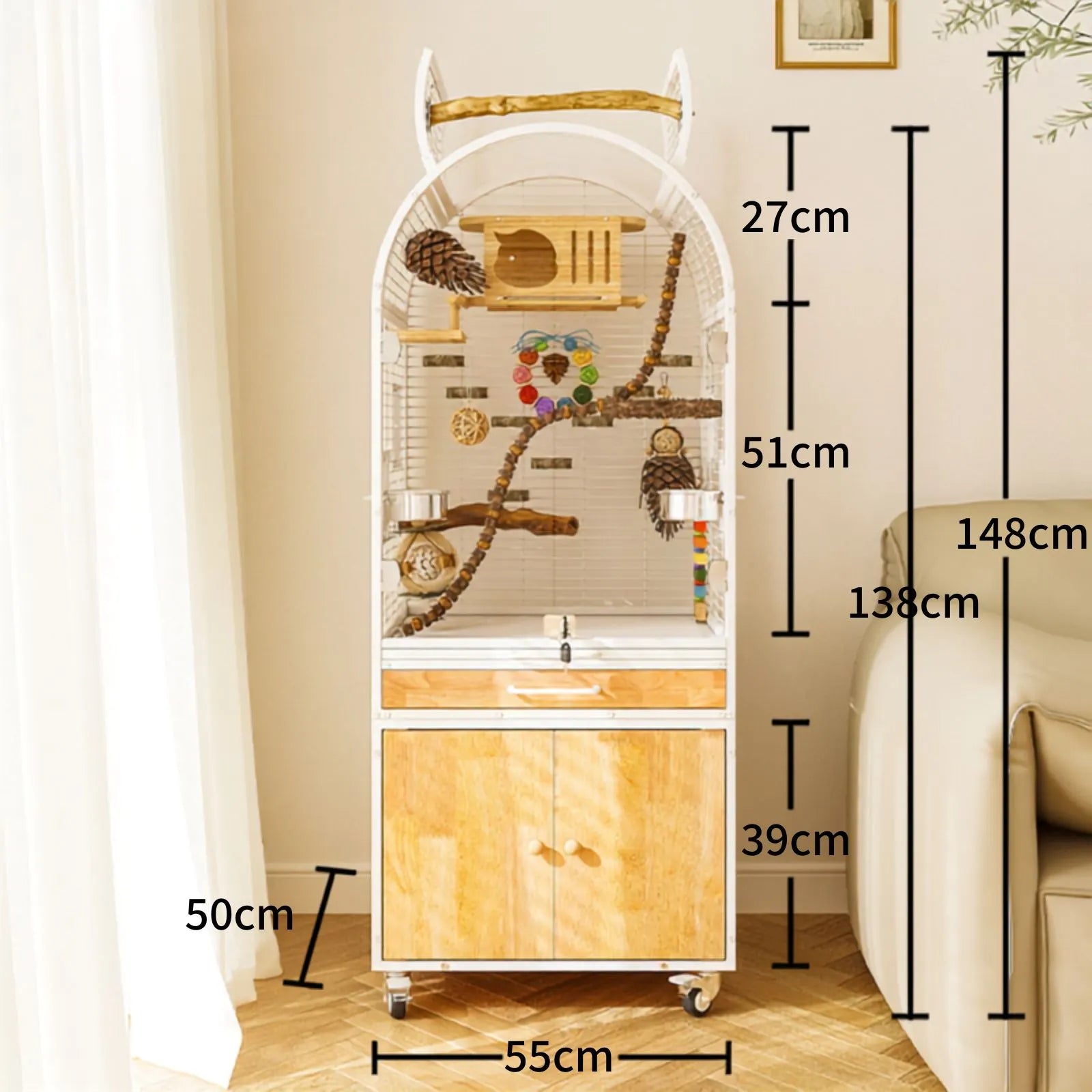 Petoria Alcove - Bird Enclosure With Cabinet Storage