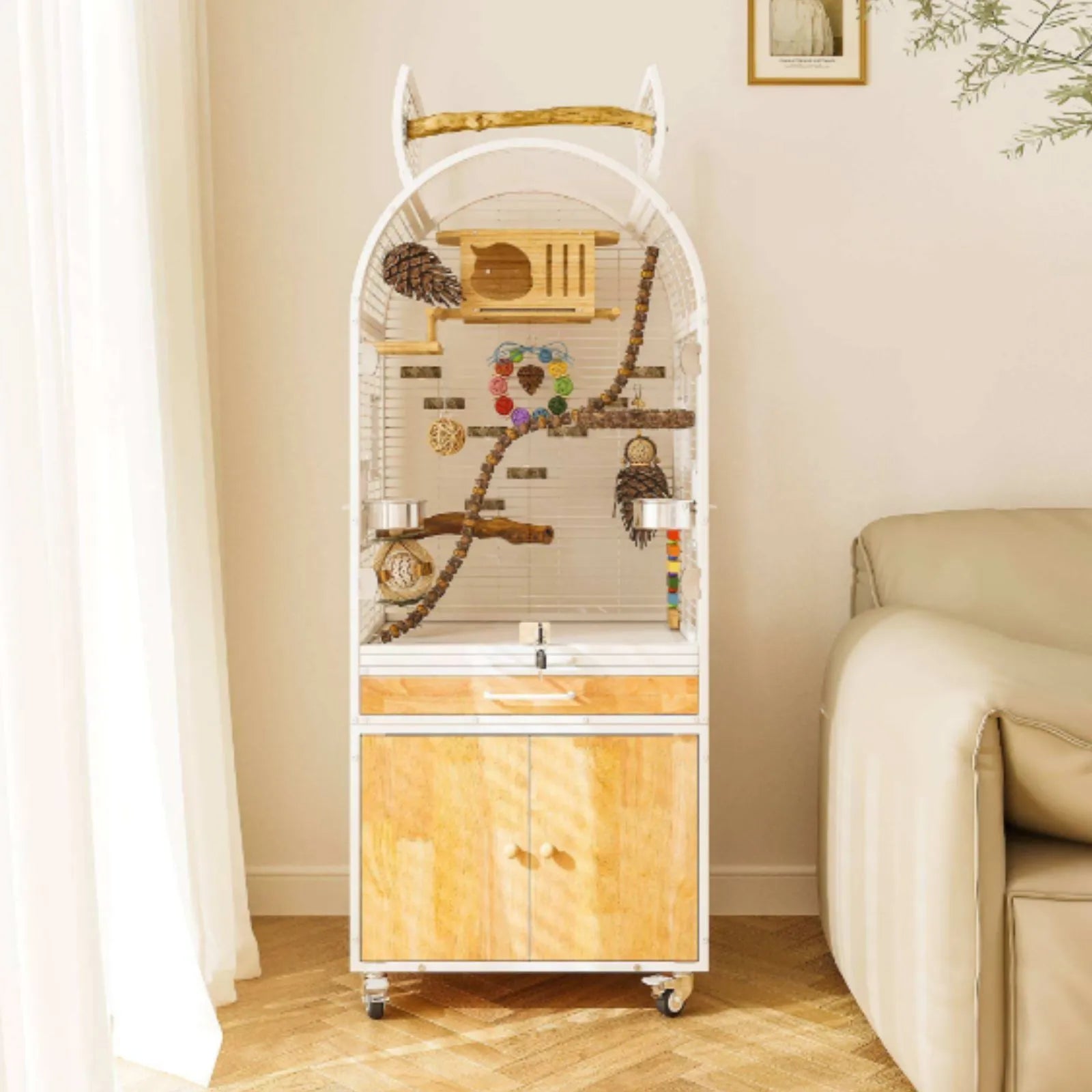 Petoria Alcove - Bird Enclosure With Cabinet Storage