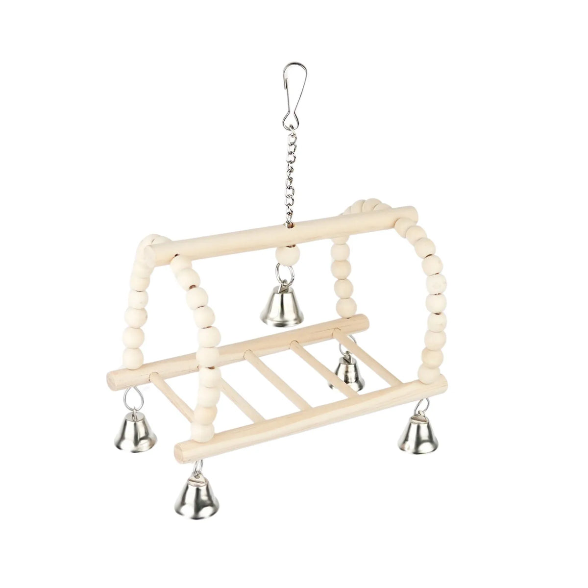 Petoria Bell and Bead Playground Bird Swing with wooden platform, beads and metal bells