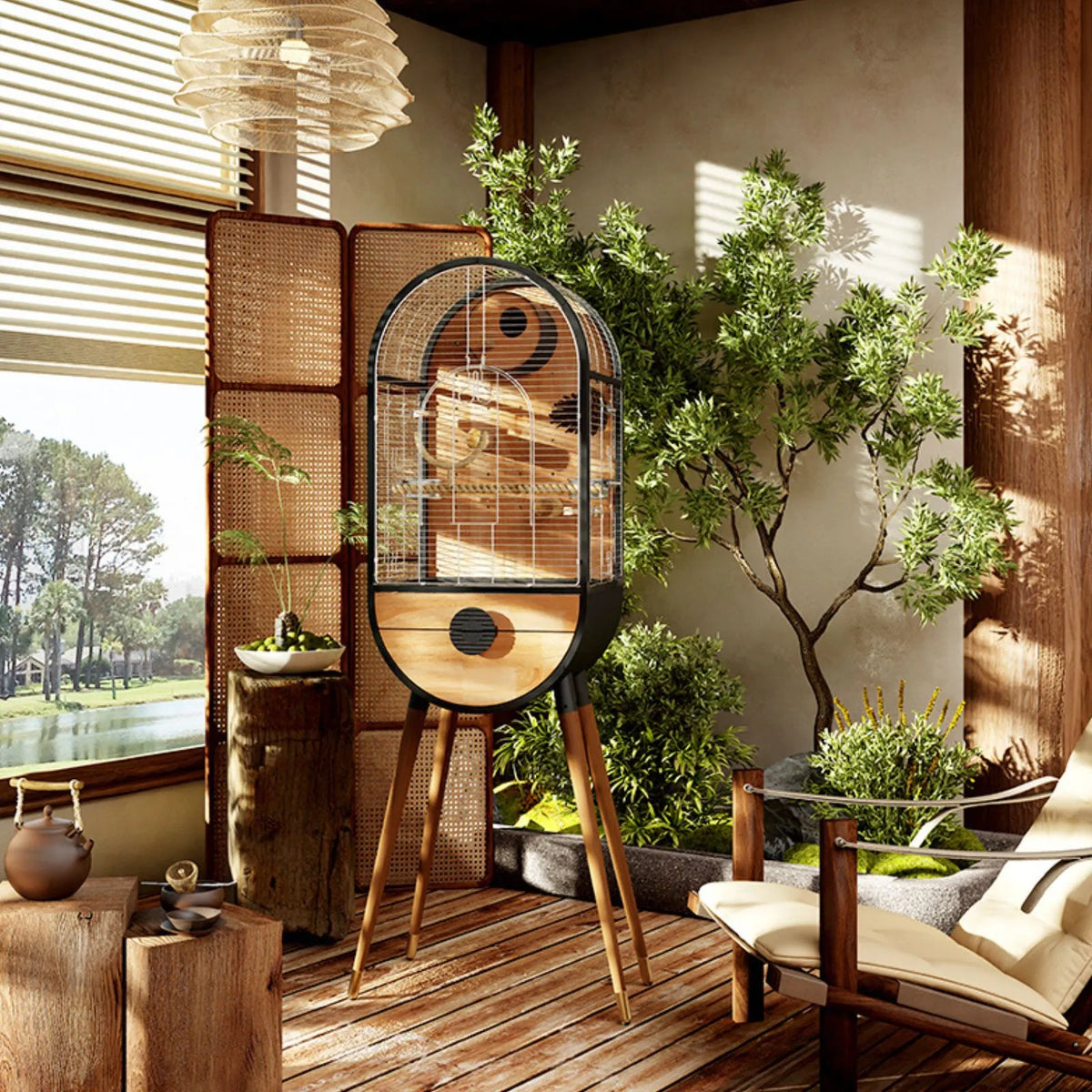 Petoria Capsule - Mid-Century Modern Bird Enclosure