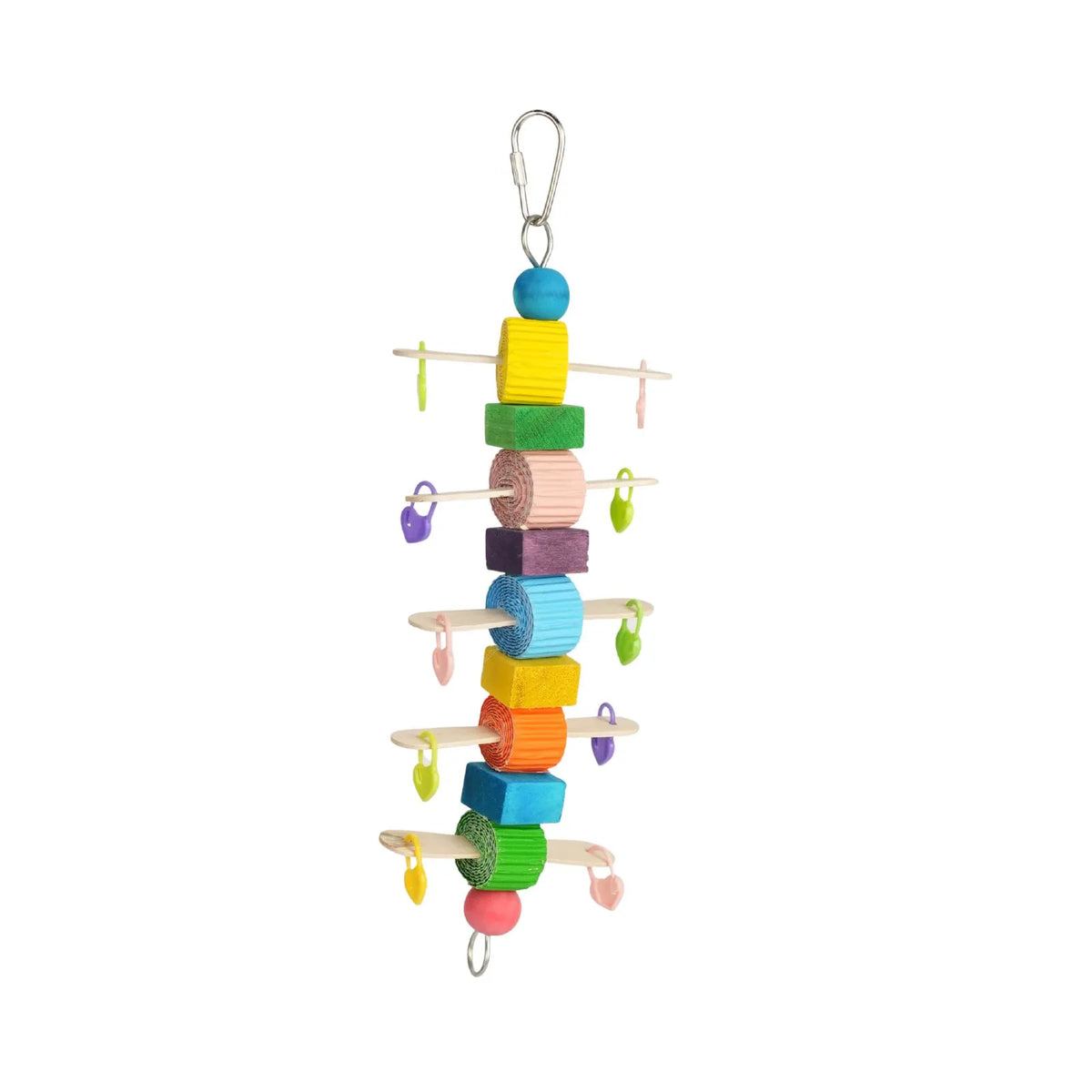 Petoria Rainbow Activity Bird Ladder with colourful wooden rungs and hanging pieces