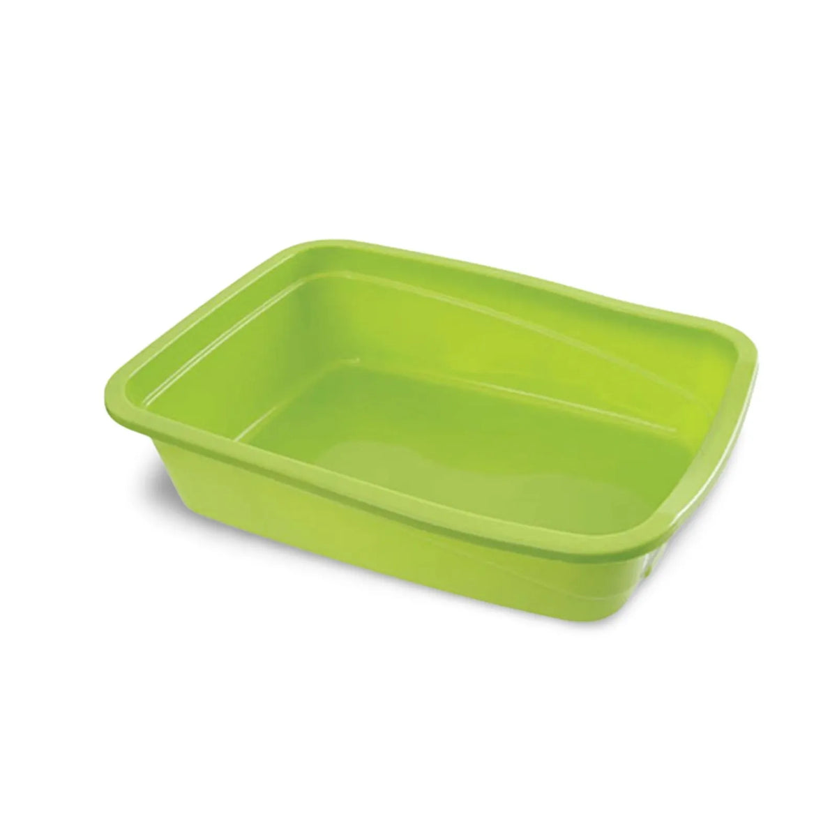 A bright lime green PooWee Cat Litter Tray