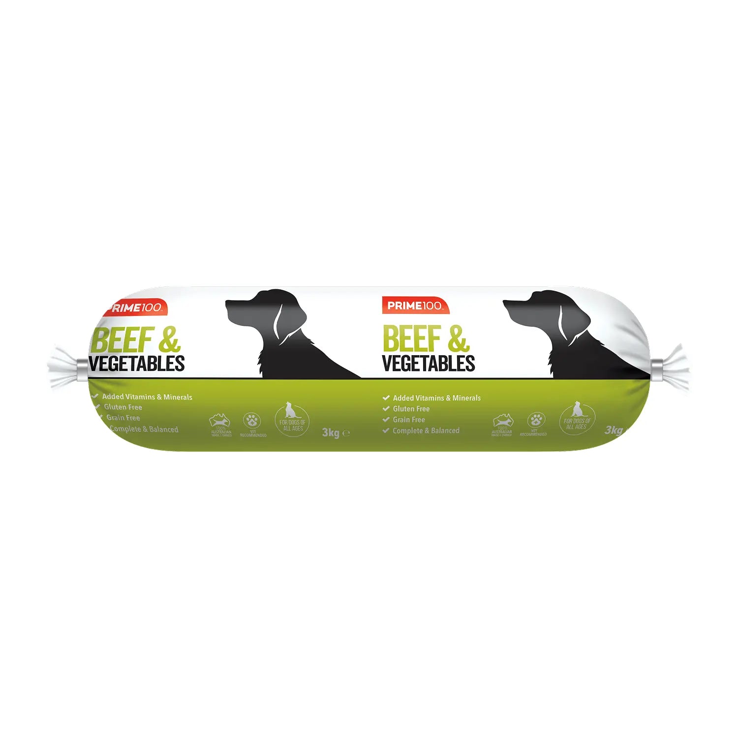 Prime100 Dog Food Roll Beef & Vegetables - Kellyville Pets