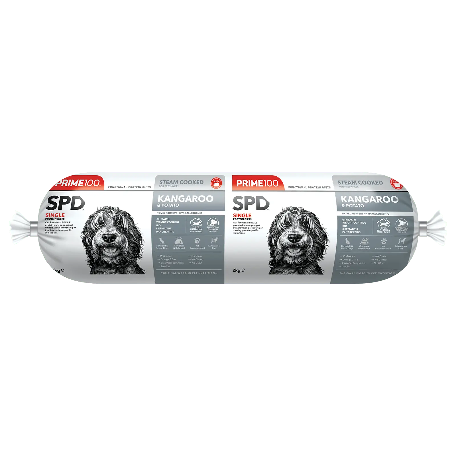 Prime100 Dog Food Roll SPD Kangaroo & Potato - Kellyville Pets