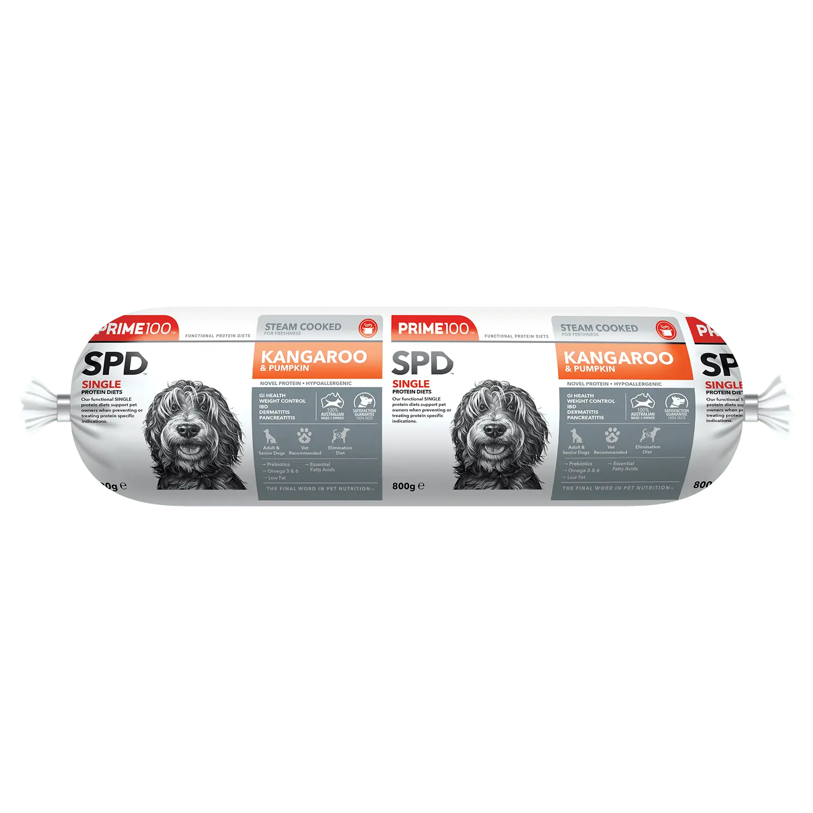 Prime100 Dog Food Roll SPD Kangaroo & Pumpkin - Kellyville Pets