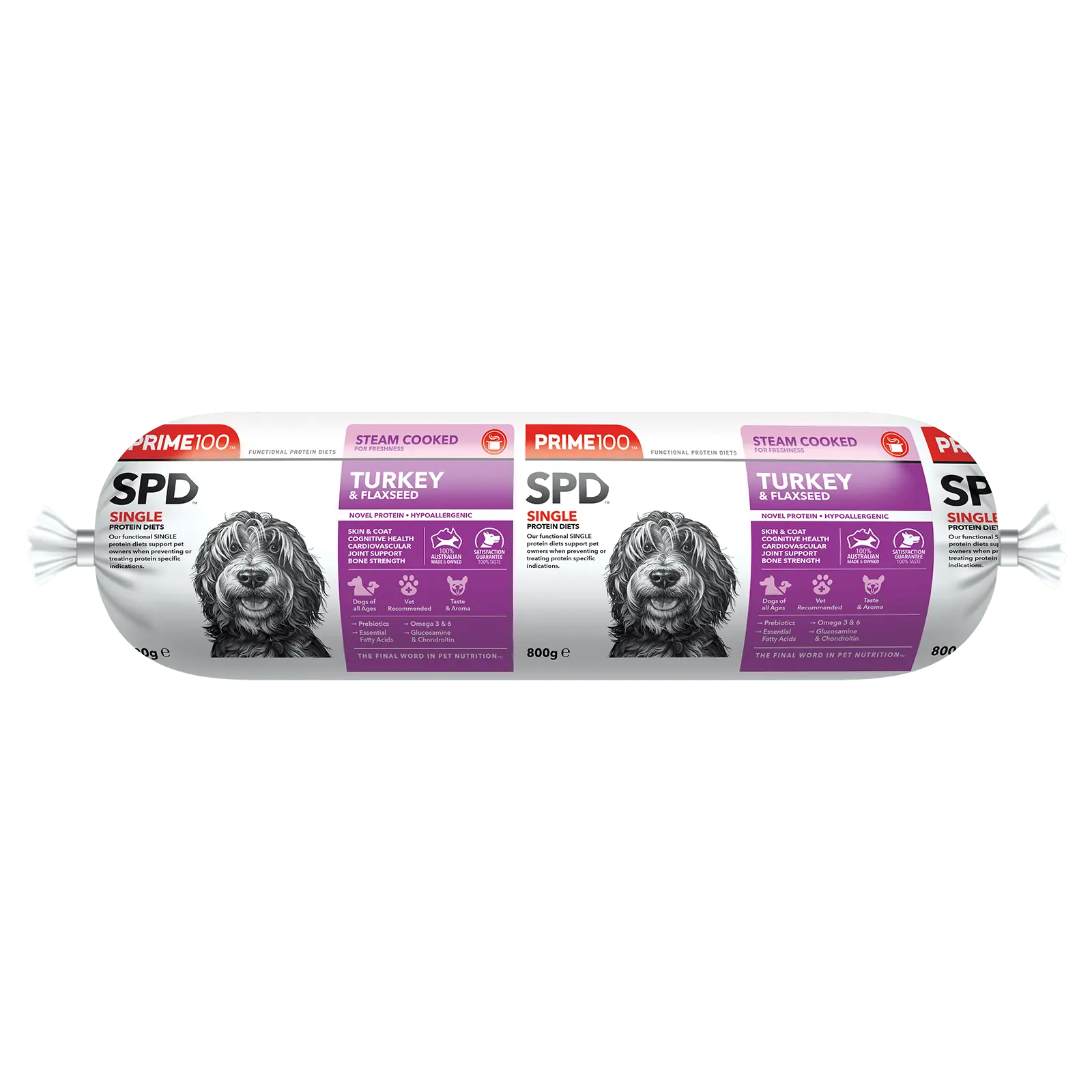 Prime100 Dog Food Roll SPD Turkey & Flaxseed - Kellyville Pets