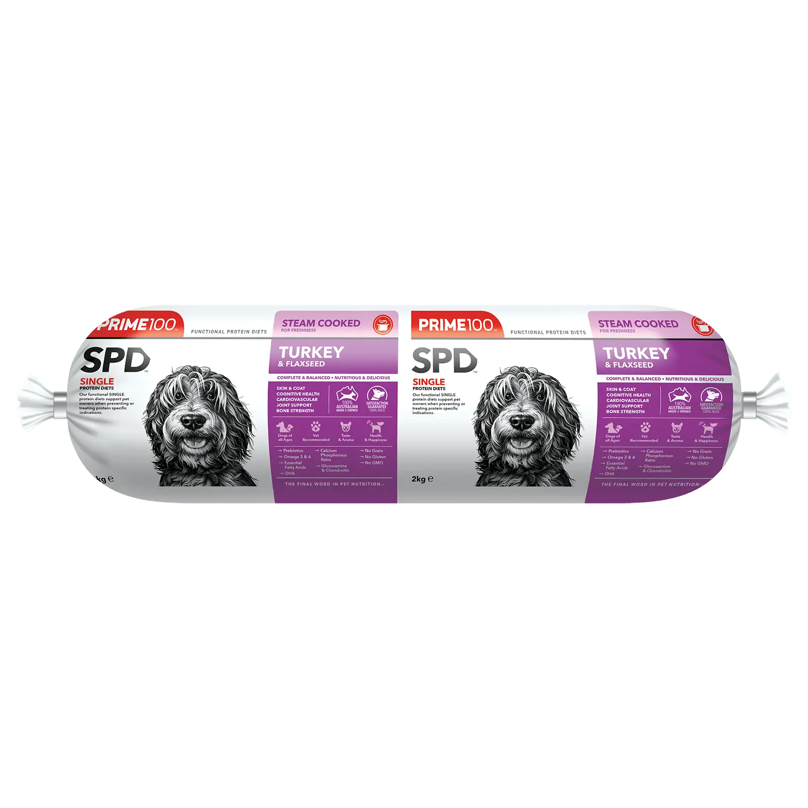 Prime100 Dog Food Roll SPD Turkey & Flaxseed - Kellyville Pets