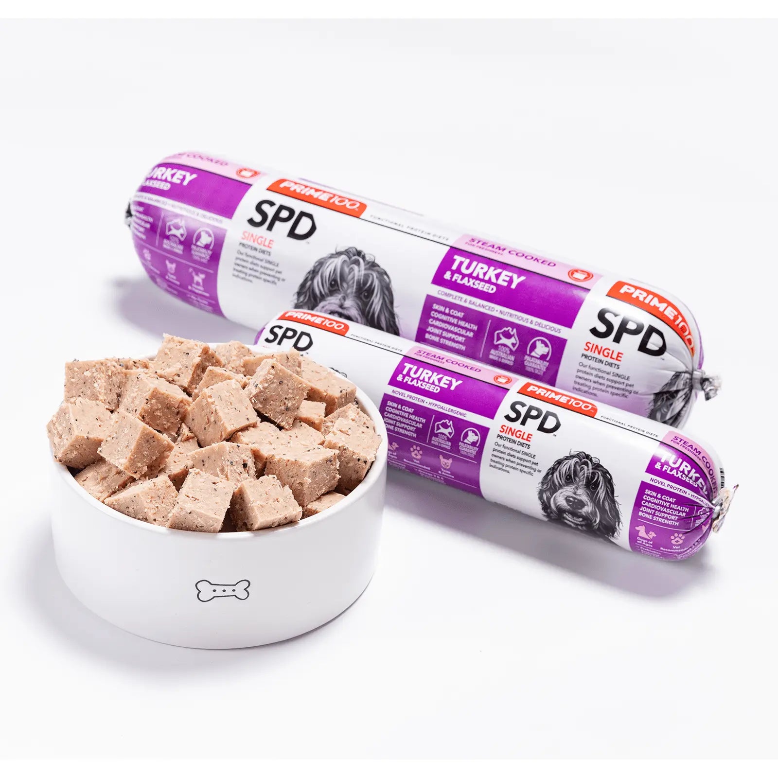 Prime100 Dog Food Roll SPD Turkey & Flaxseed - Kellyville Pets