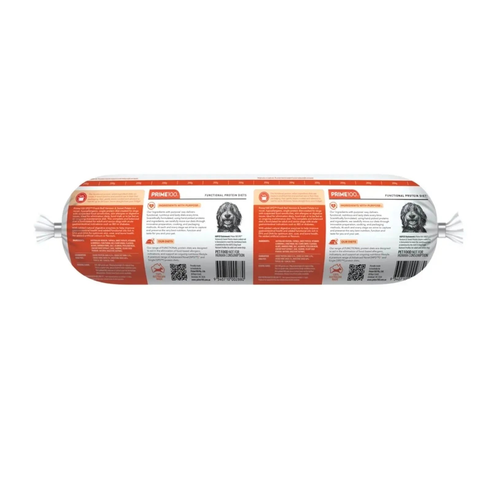 Prime100 Dog Food Roll SPD Venison & Sweet Potato - 2kg