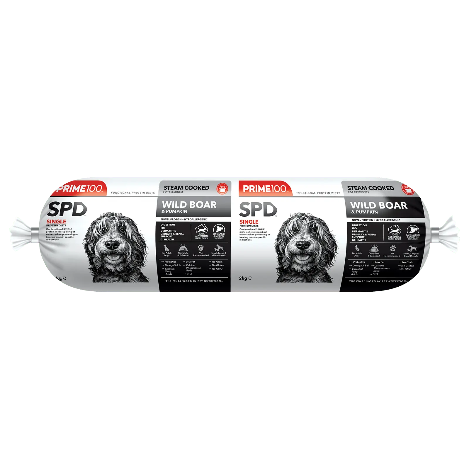 Prime100 Dog Food Roll SPD Wild Boar & Pumpkin - Kellyville Pets