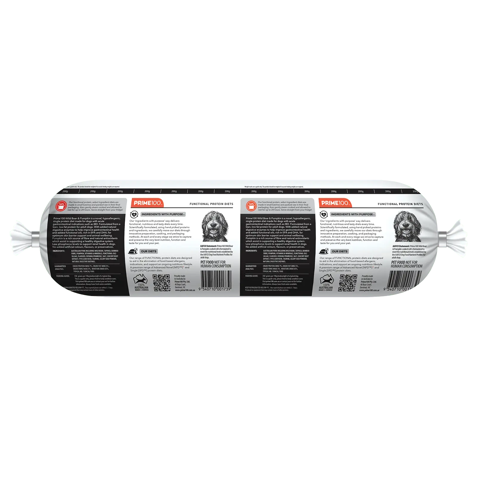 Prime100 Dog Food Roll SPD Wild Boar & Pumpkin - Kellyville Pets