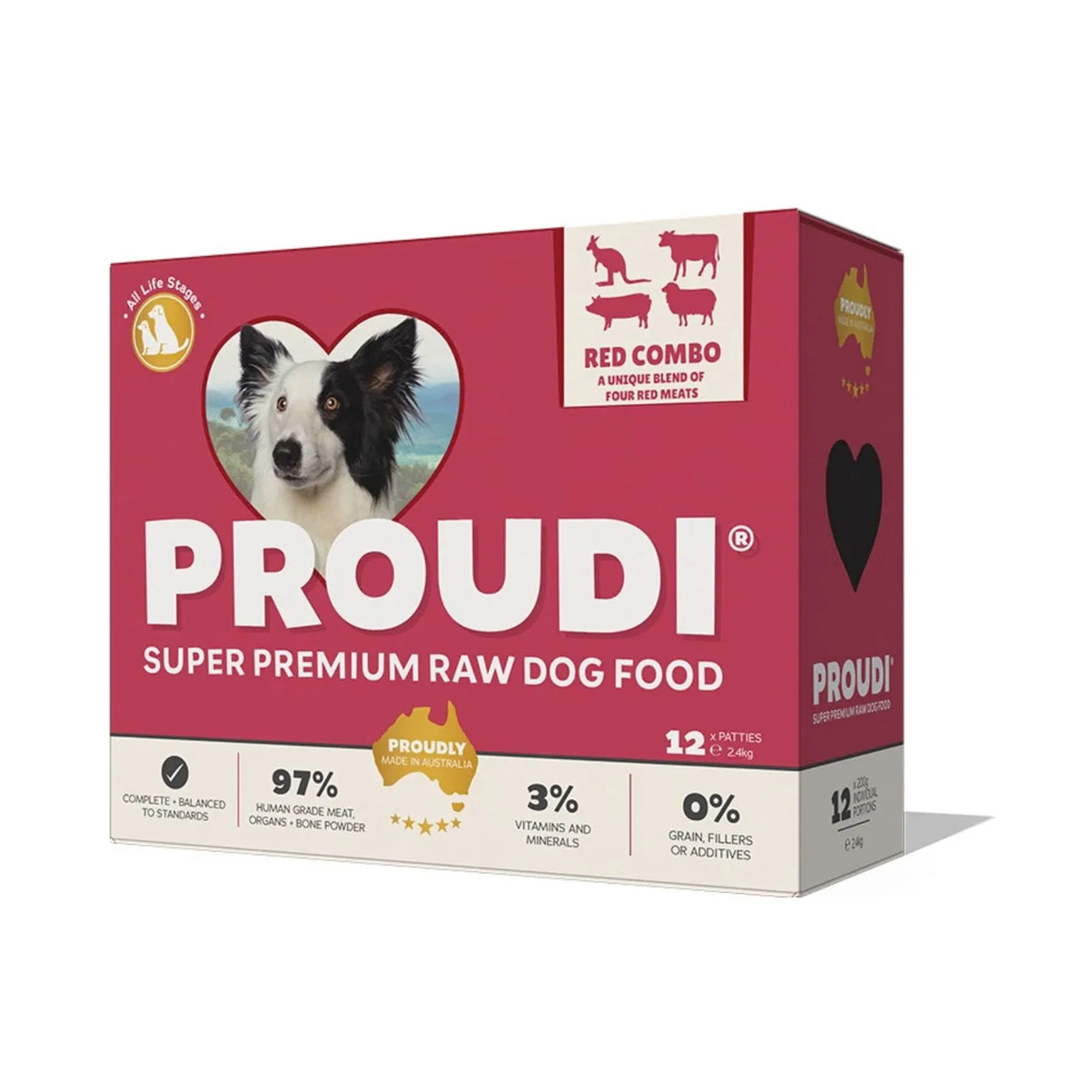 Proudi Red Combo Raw Patties for Dogs - 12 x 200g