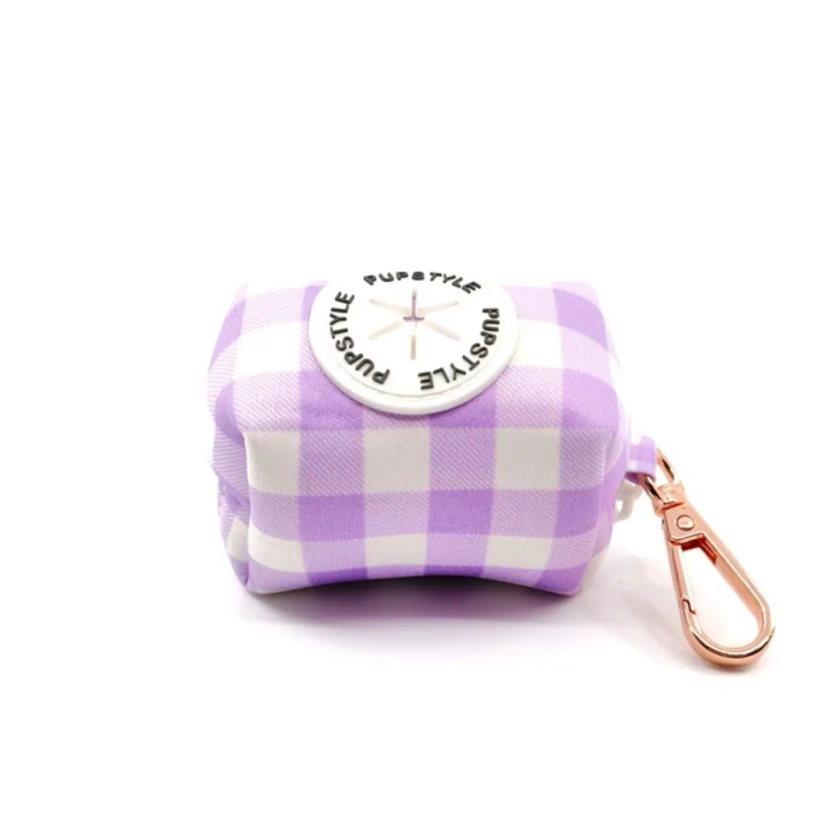 Pupstyle Berry Milkshake Dog Poop Bag Holder with rose gold snap clip.