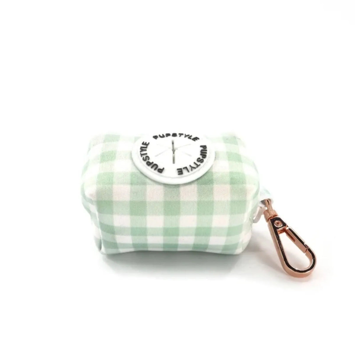 Pupstyle Sweet Apple colour Dog Poop Bag Holder with rose gold snap clip.