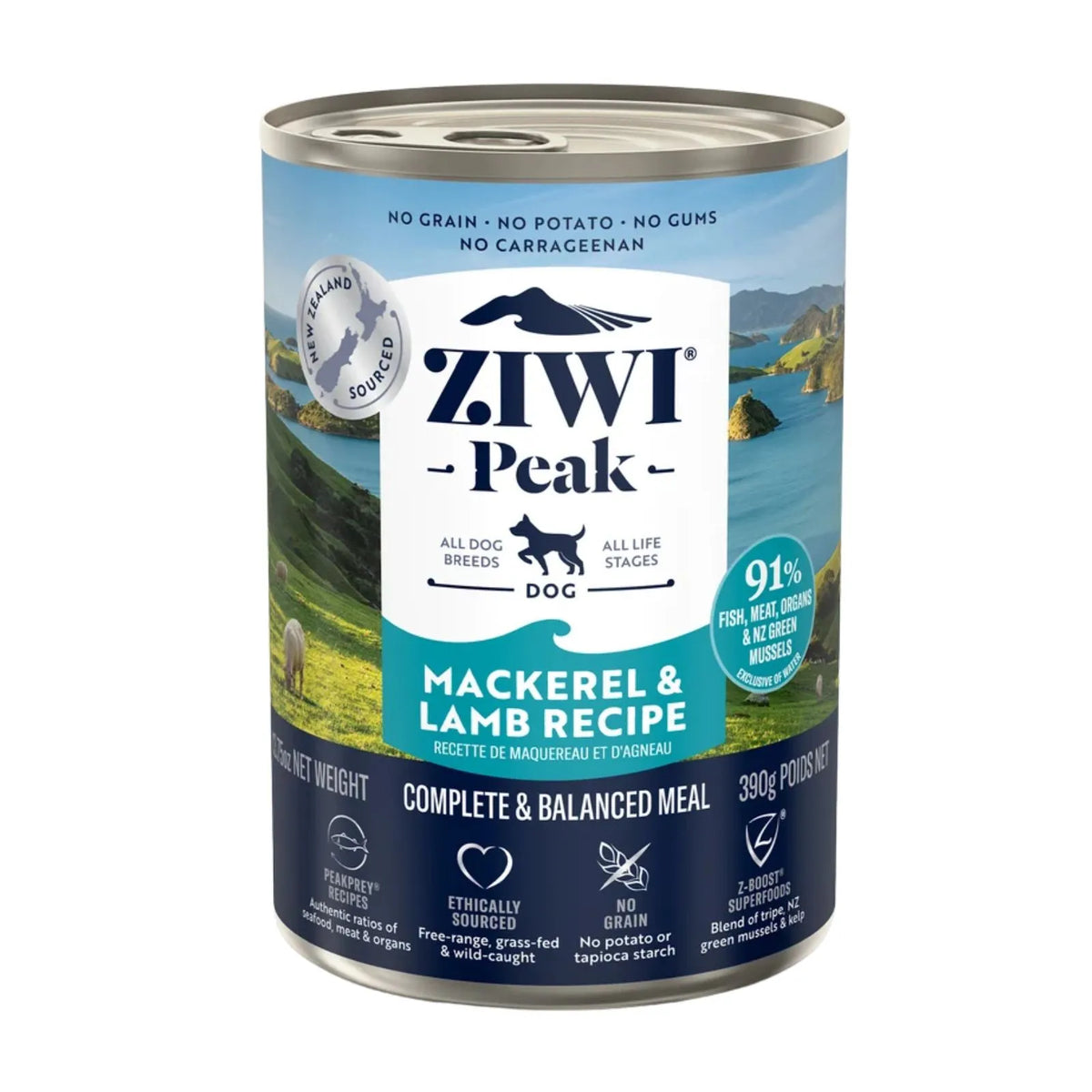 Ziwi Peak Dog Food Can Mackerel & Lamb - 390g x 12