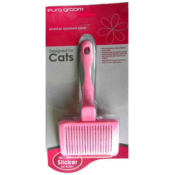 Euro Groom Cat Slicker Brush Self-Cleaning Small