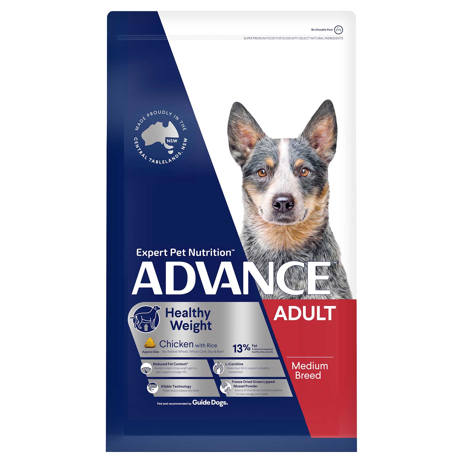 Advance Dog Food Adult Medium Breed Healthy Weight Chicken with Rice