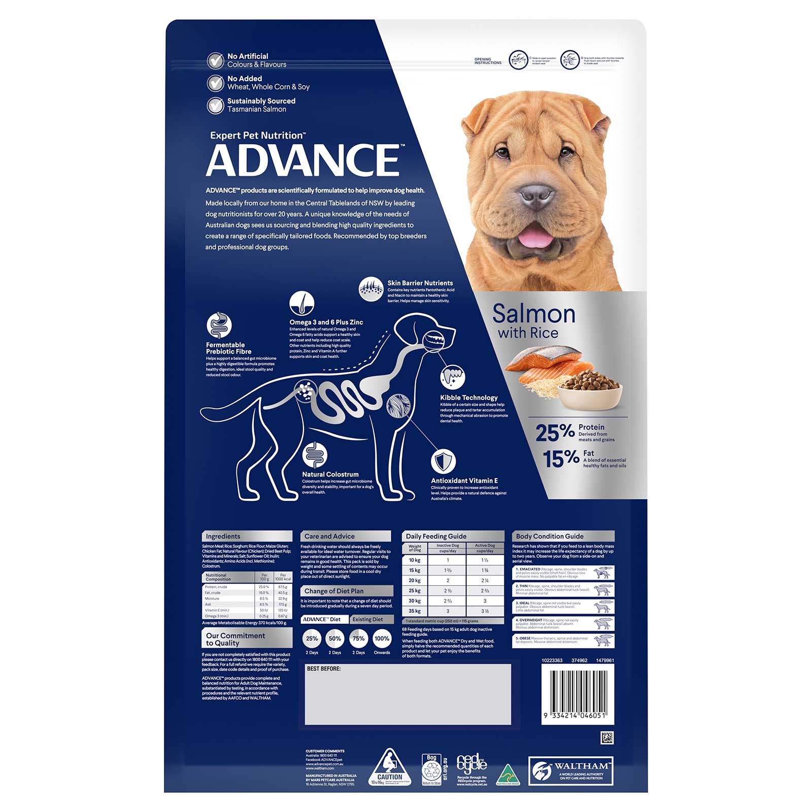 Advance Dog Food Adult All Breed Sensitive Salmon with Rice