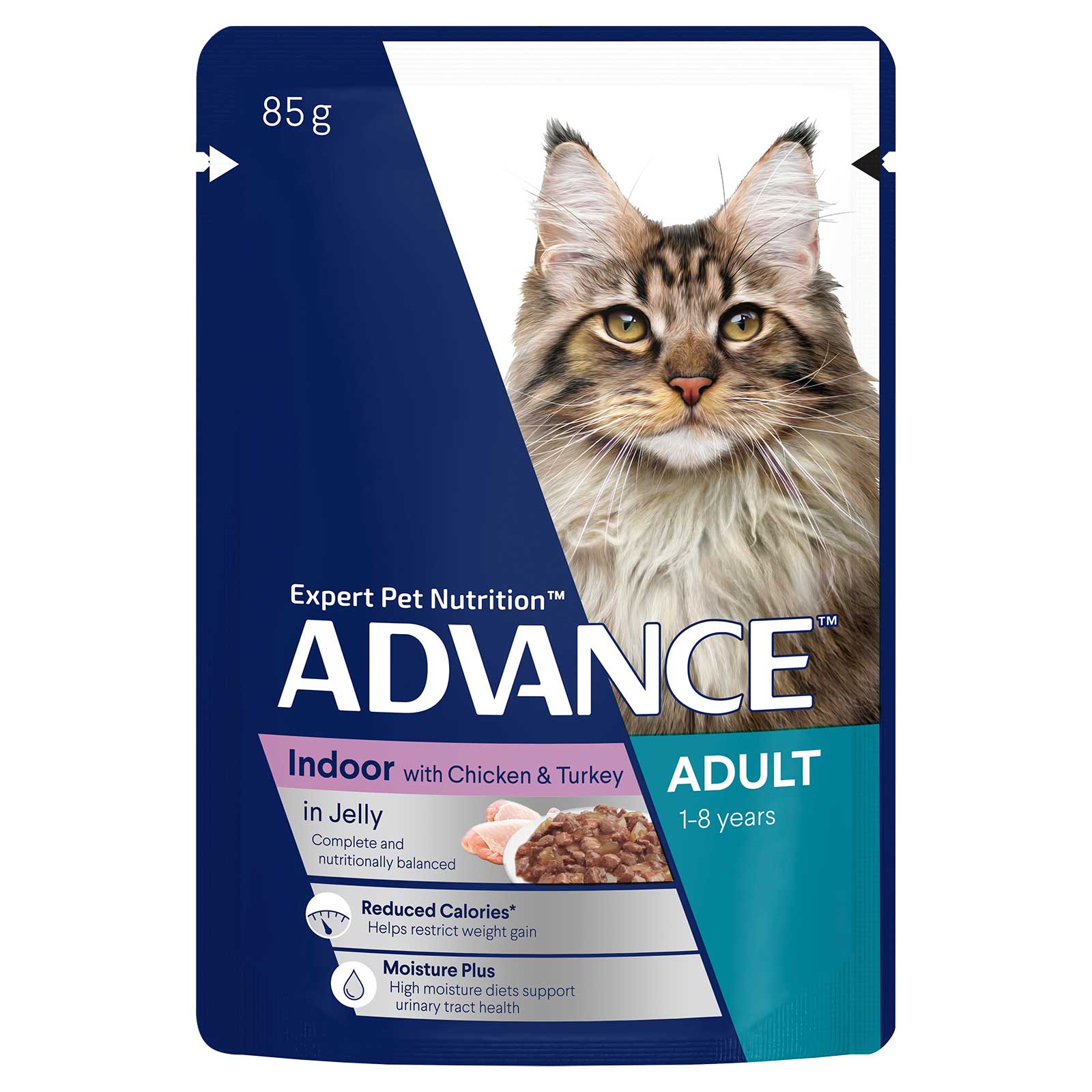 Advance Cat Food Pouch Adult Indoor with Chicken & Turkey in Jelly