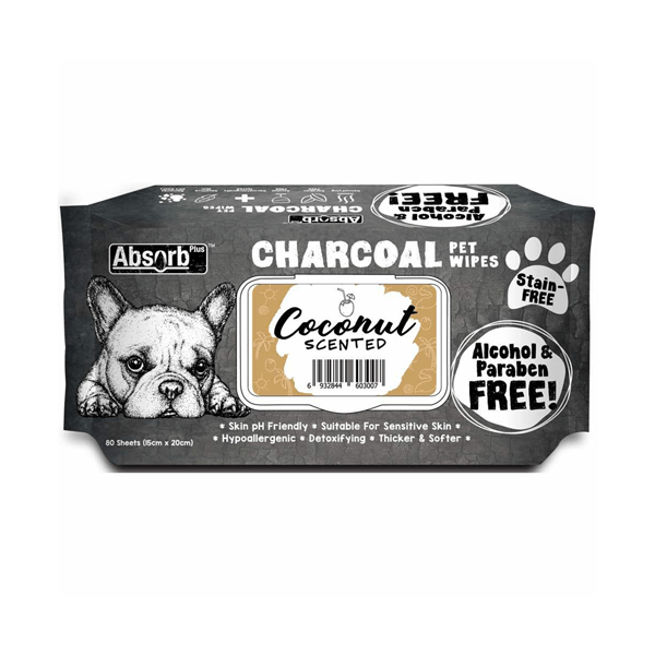 Absorb Plus Charcoal Pet Wipes Coconut