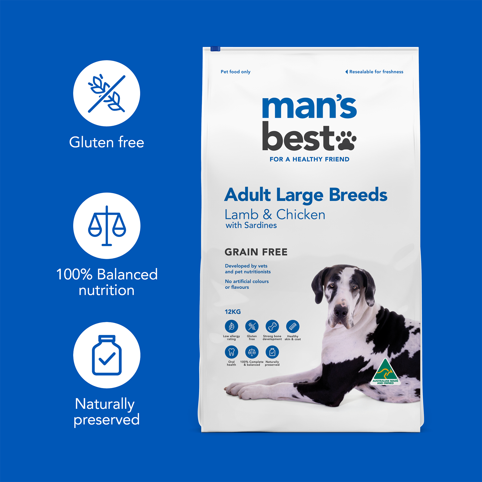 Man's Best Dog Food Adult Large Breed Lamb & Chicken with Sardines