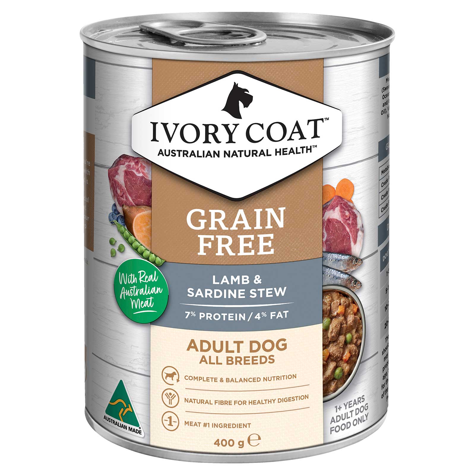 Ivory Coat Grain Free Dog Food Can Adult Lamb & Sardine Stew