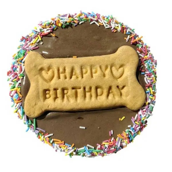 Frosted Happy Birthday Cookie Cake Dog Treat Huds & Toke