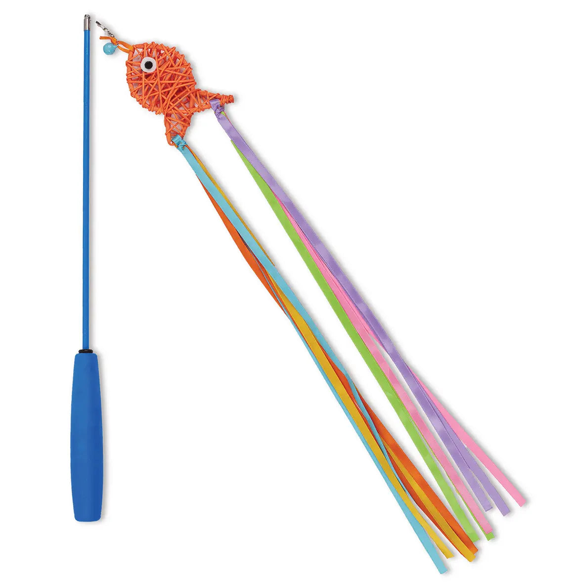 Kazoo Cat Toy Streamer Fish Play & Catch Wand - Kellyville Pets