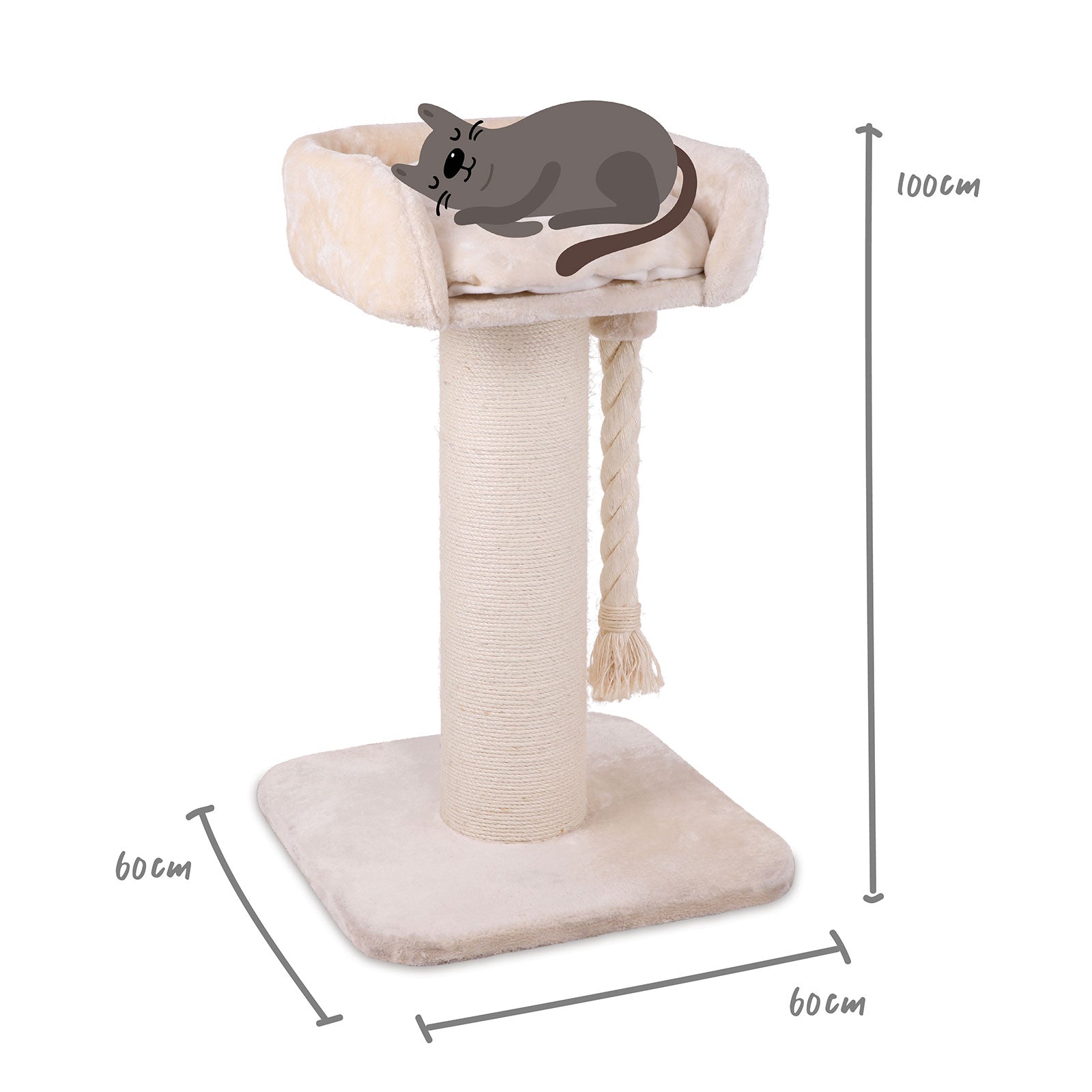 Kazoo Cat Scratcher - High Bed Post w/ Rope Cream