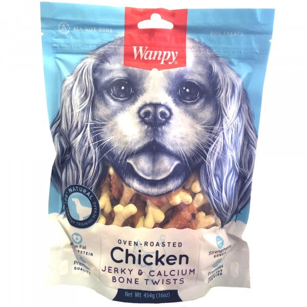 Wanpy Chicken Jerky & Calcium Bone Twists Dog Treat