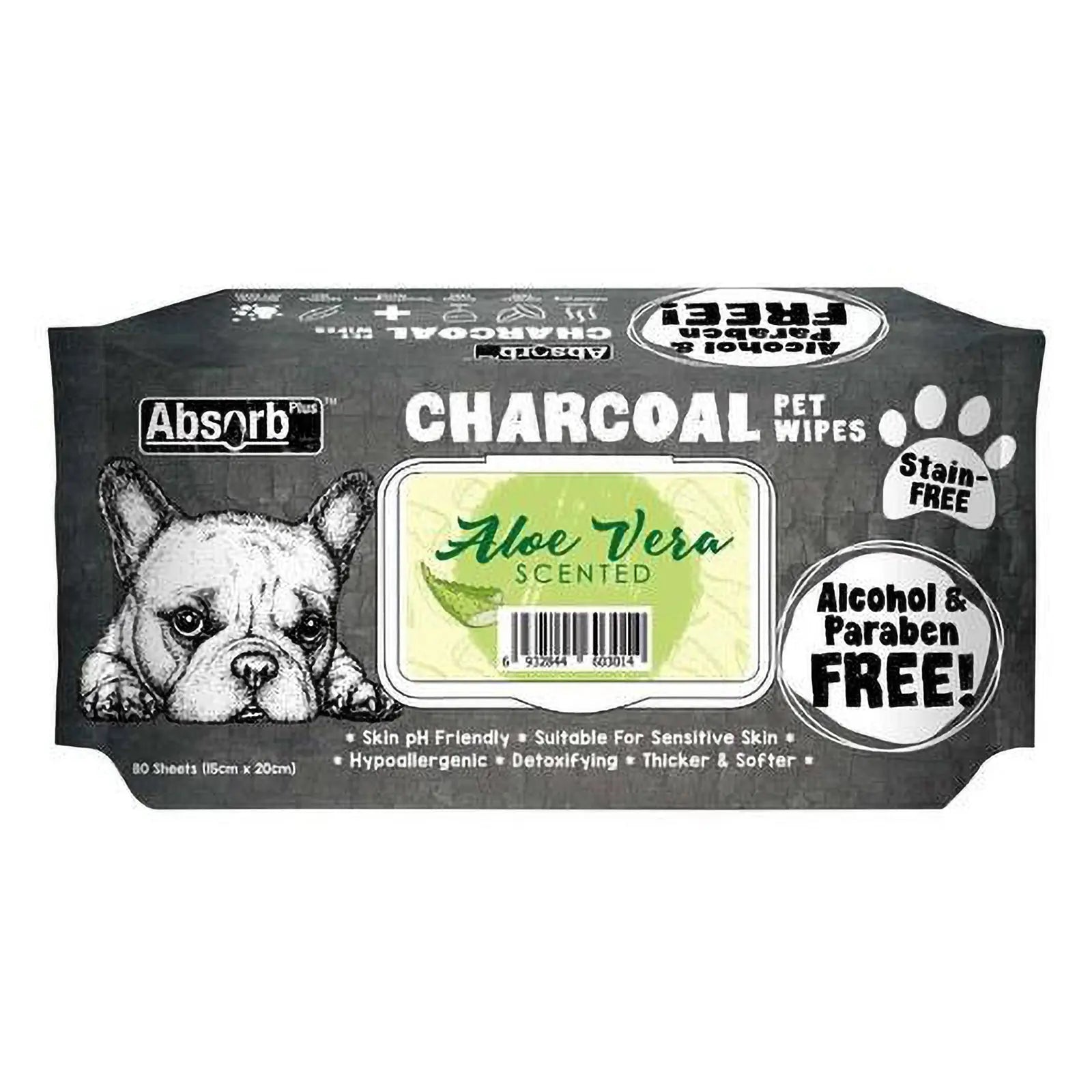 Absorb Plus Charcoal Pet Wipes Aloe Vera - Kellyville Pets