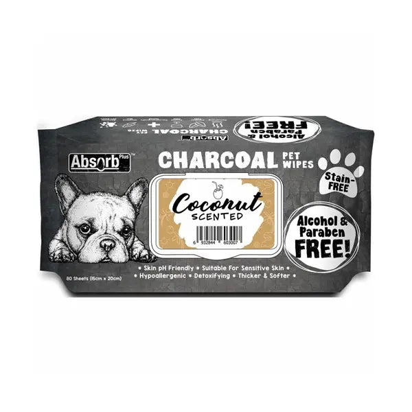 Absorb Plus Charcoal Pet Wipes Coconut - Kellyville Pets