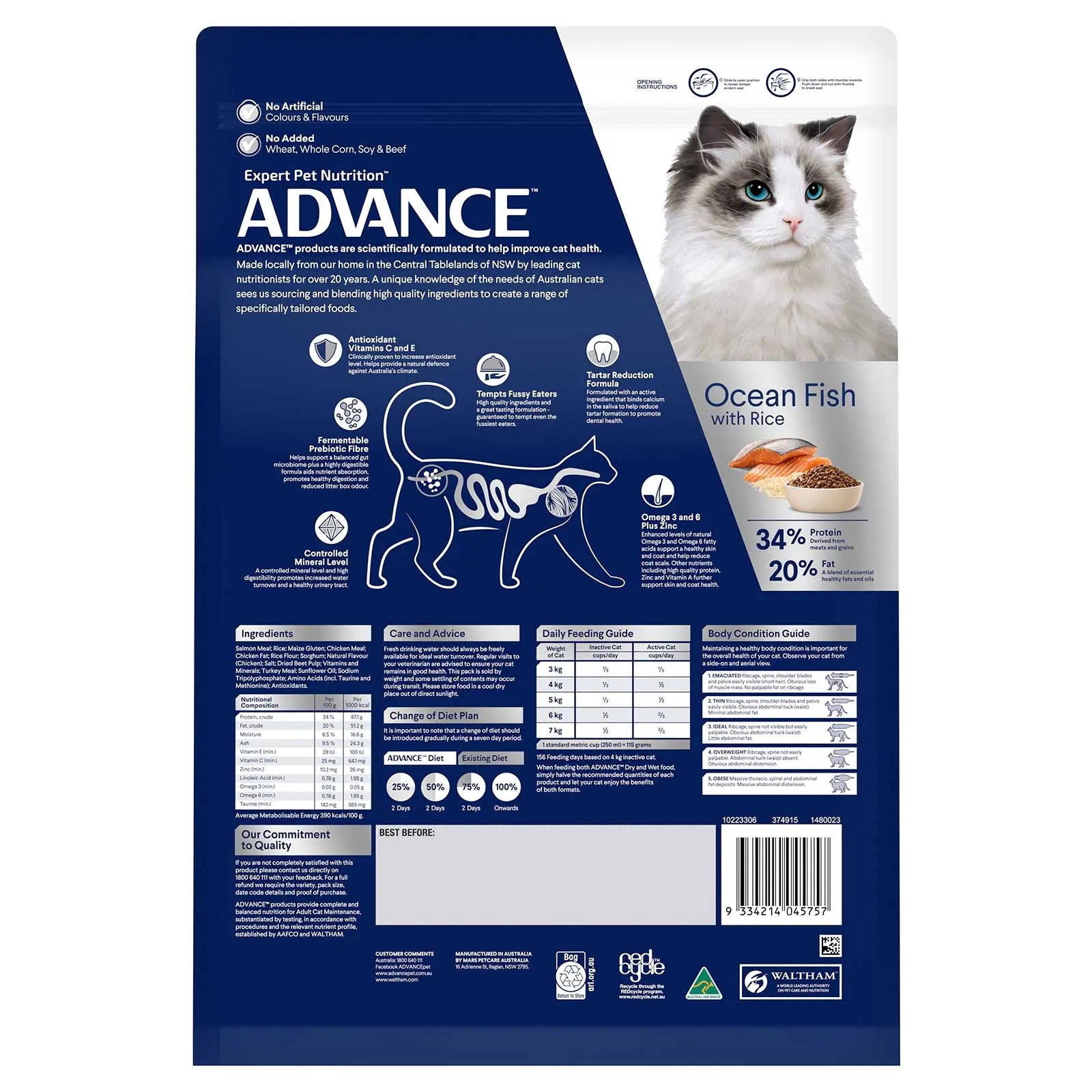 Advance Cat Food Adult Ocean Fish with Rice - Kellyville Pets