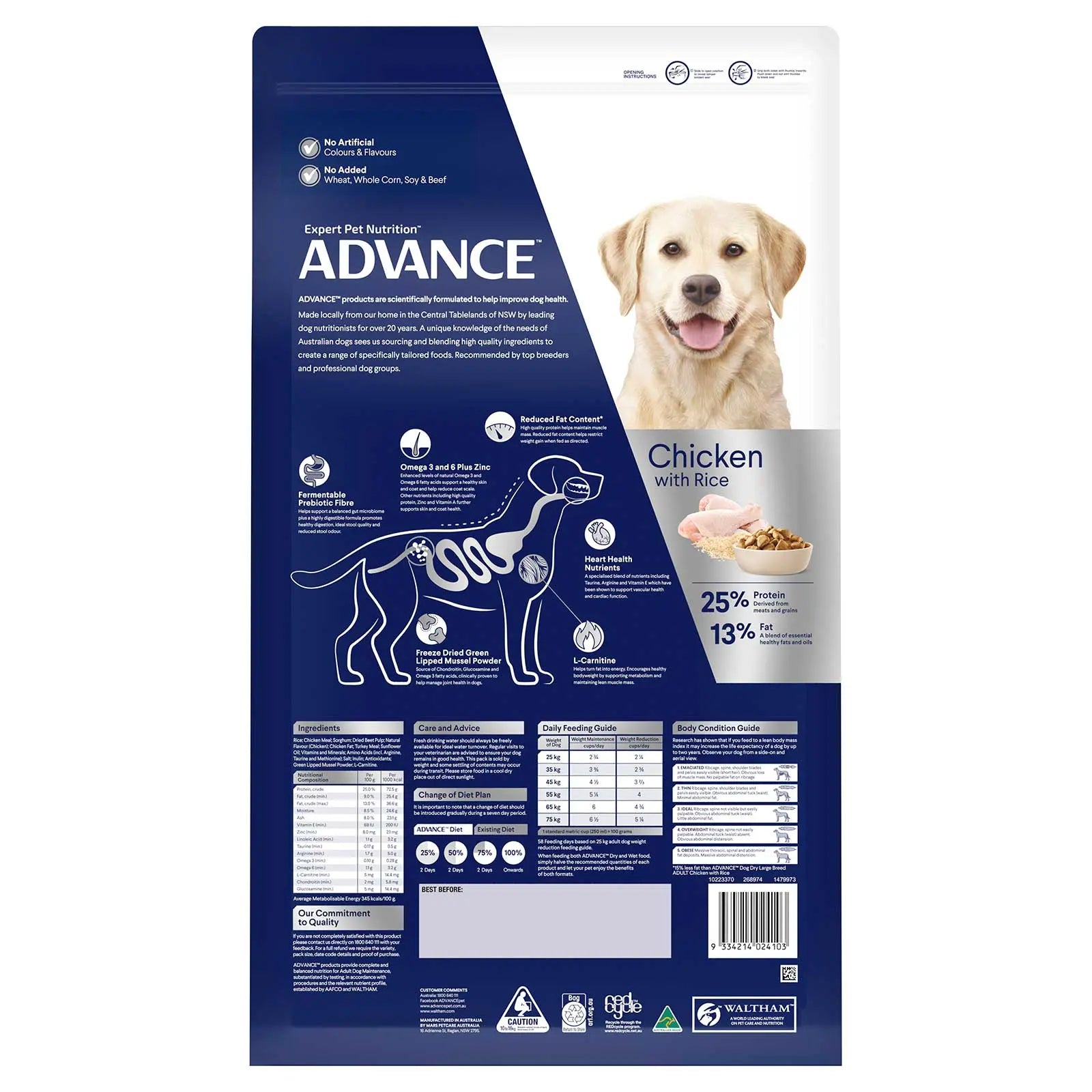 Advance Dog Food Adult Large Breed Healthy Weight Chicken with Rice - Kellyville Pets