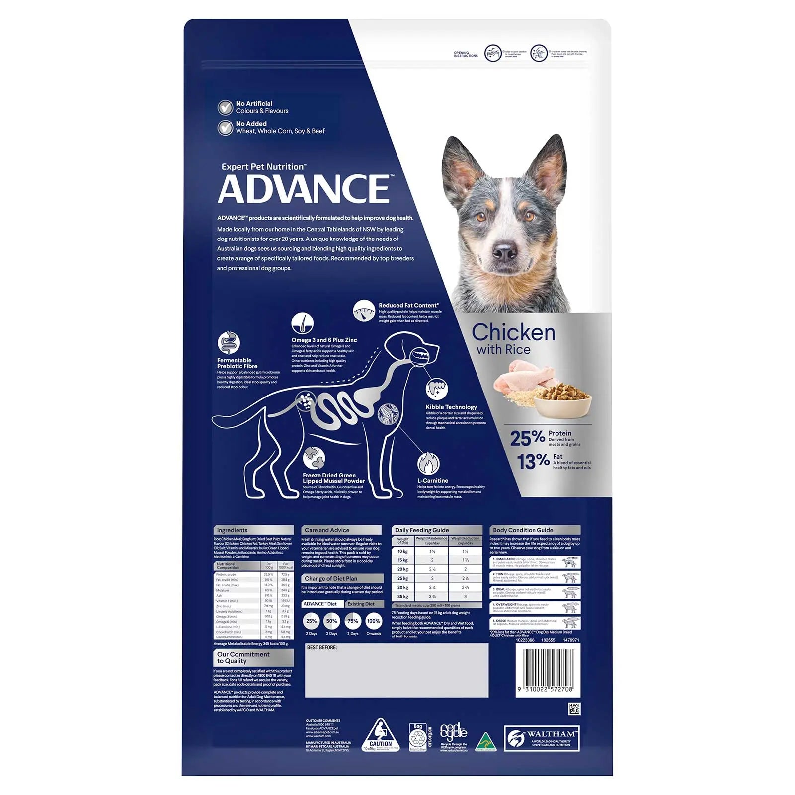 Advance Dog Food Adult Medium Breed Healthy Weight Chicken with Rice - Kellyville Pets