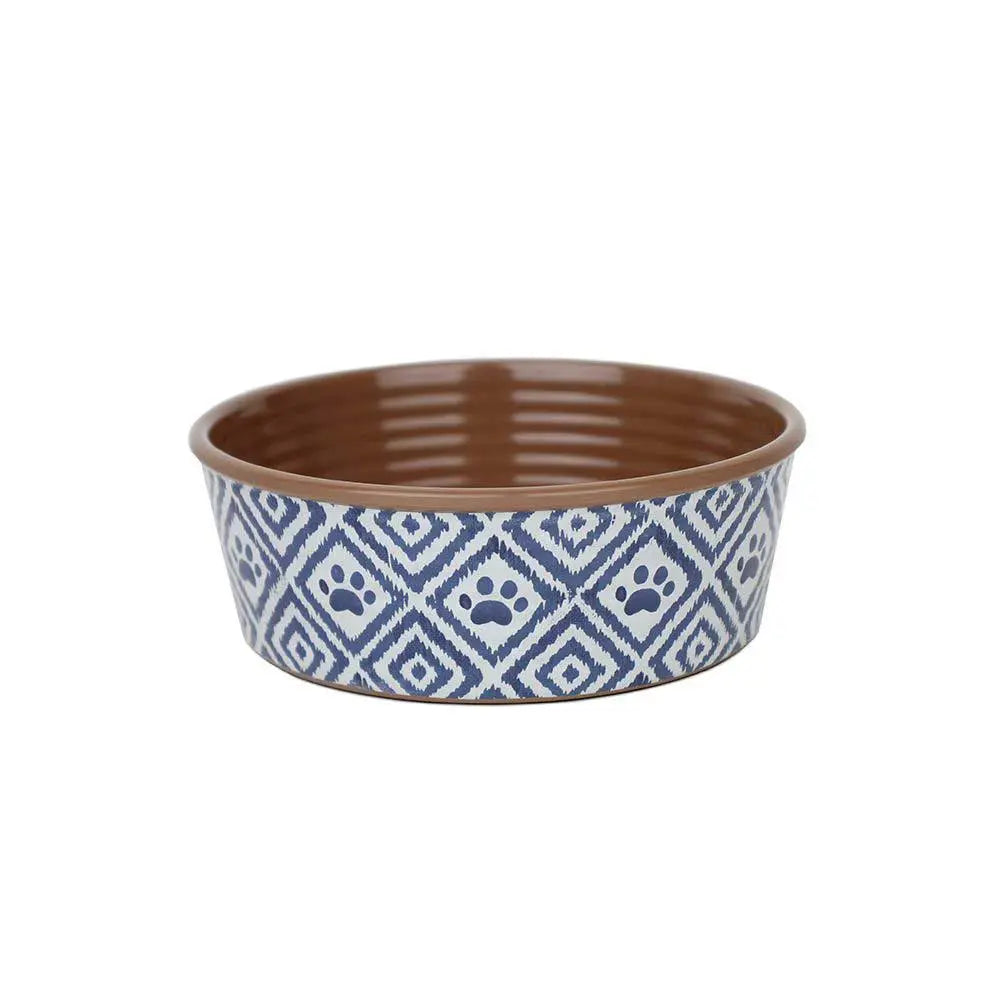 Barkley & Bella Melamine Dog Bowl Ikat Paw Indigo - Kellyville Pets