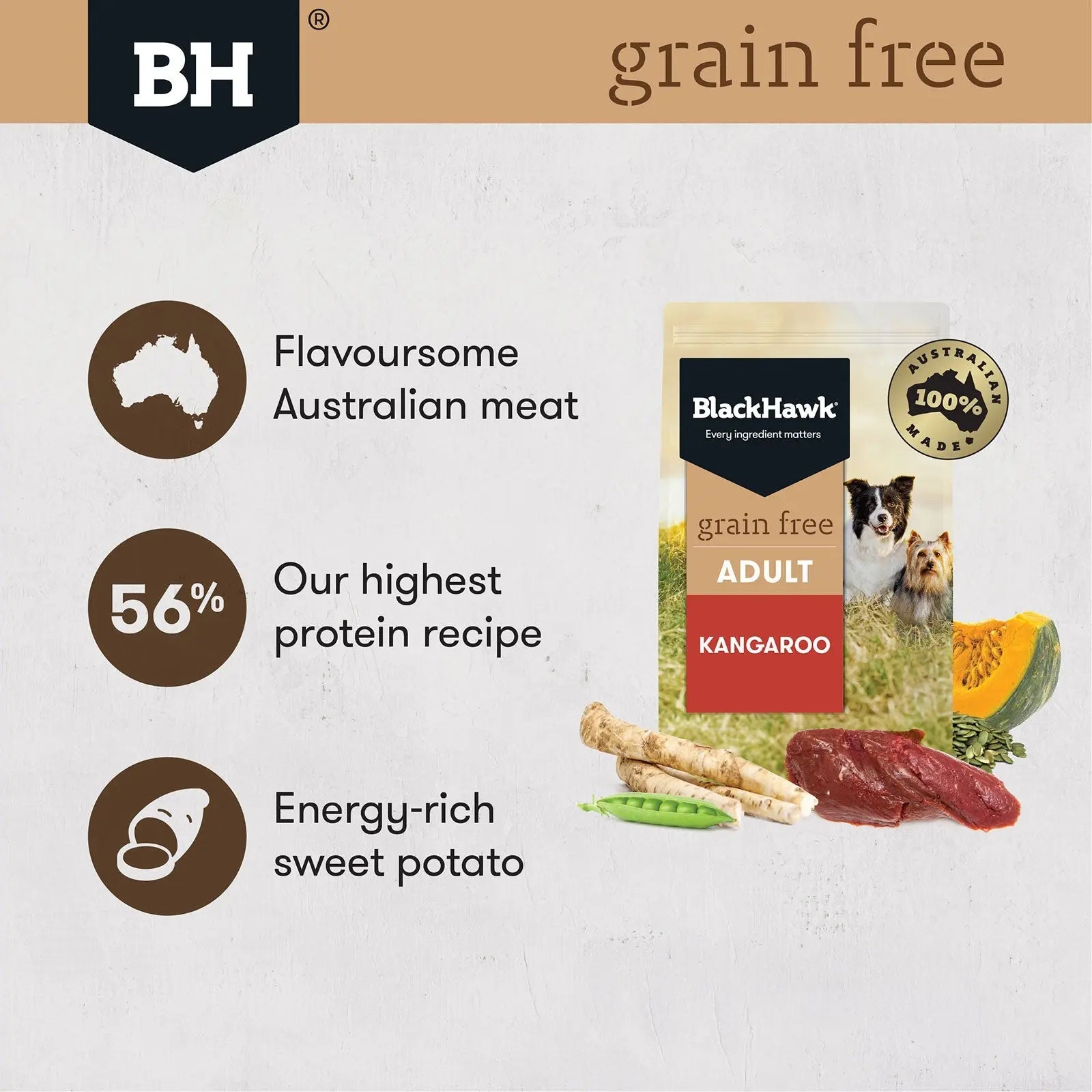 Black Hawk Grain Free Dog Food Adult Kangaroo - Kellyville Pets