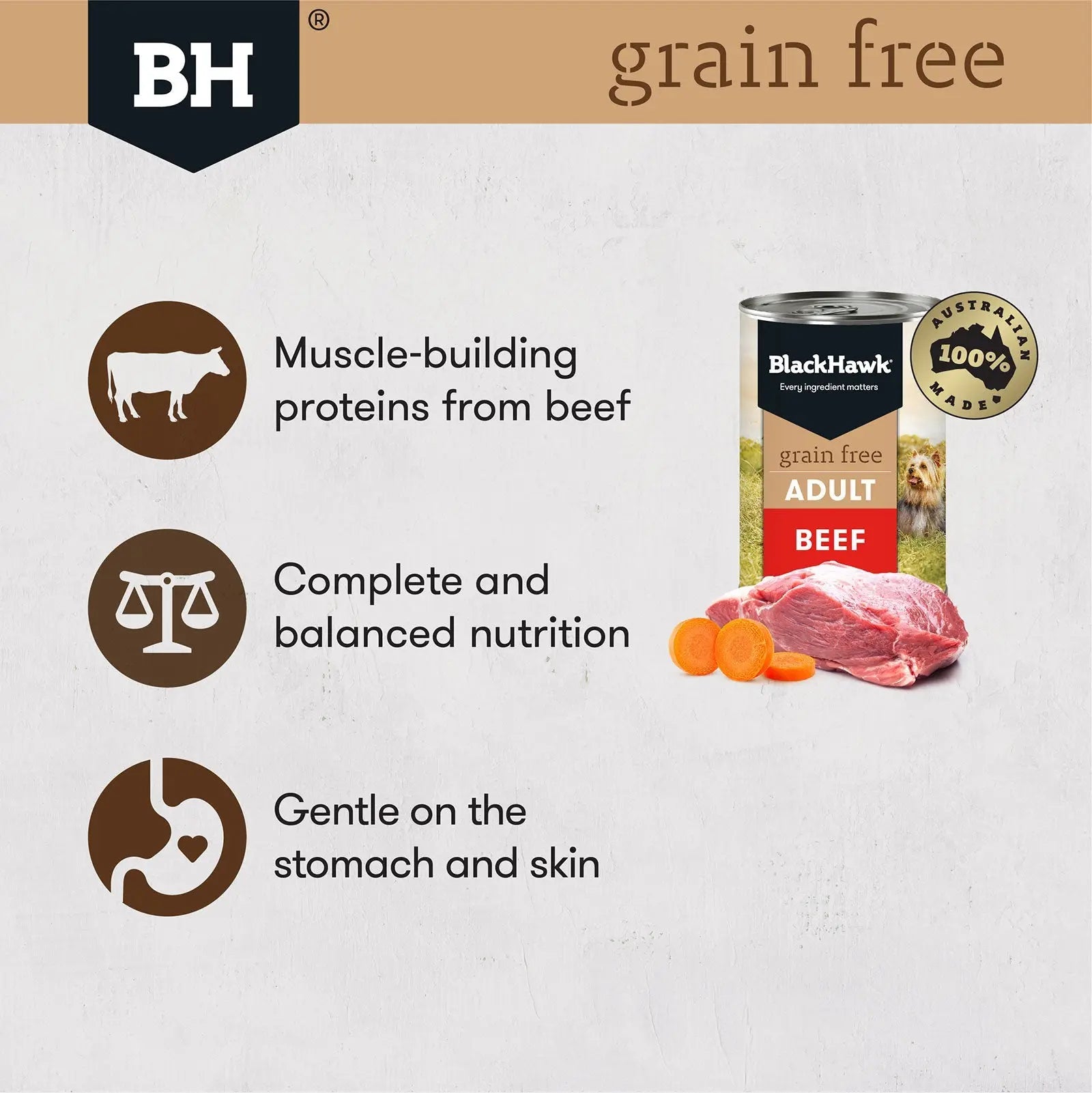 Black Hawk Grain Free Dog Food Can Beef - Kellyville Pets