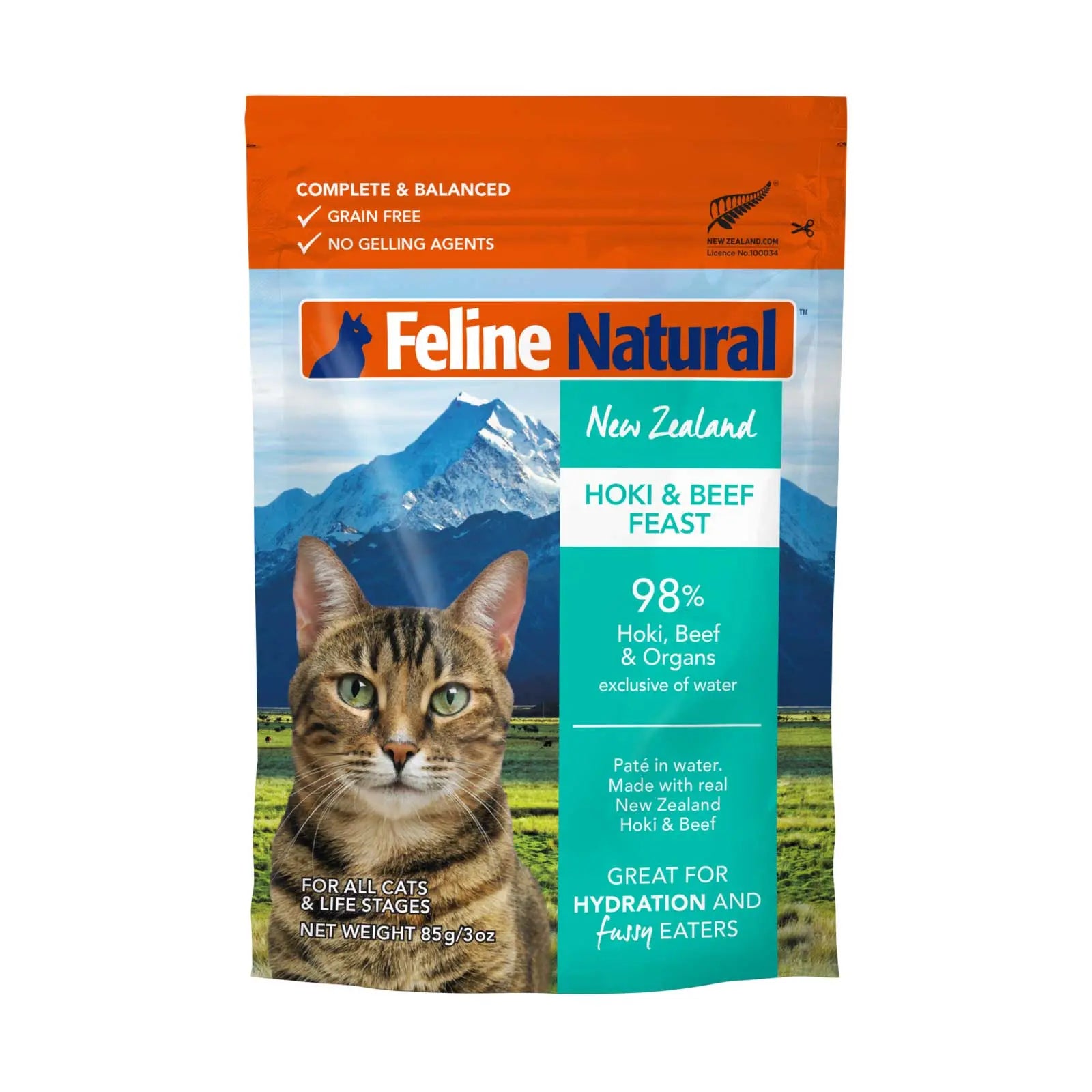 Feline Natural Cat Food Pouch Hoki & Beef - Kellyville Pets