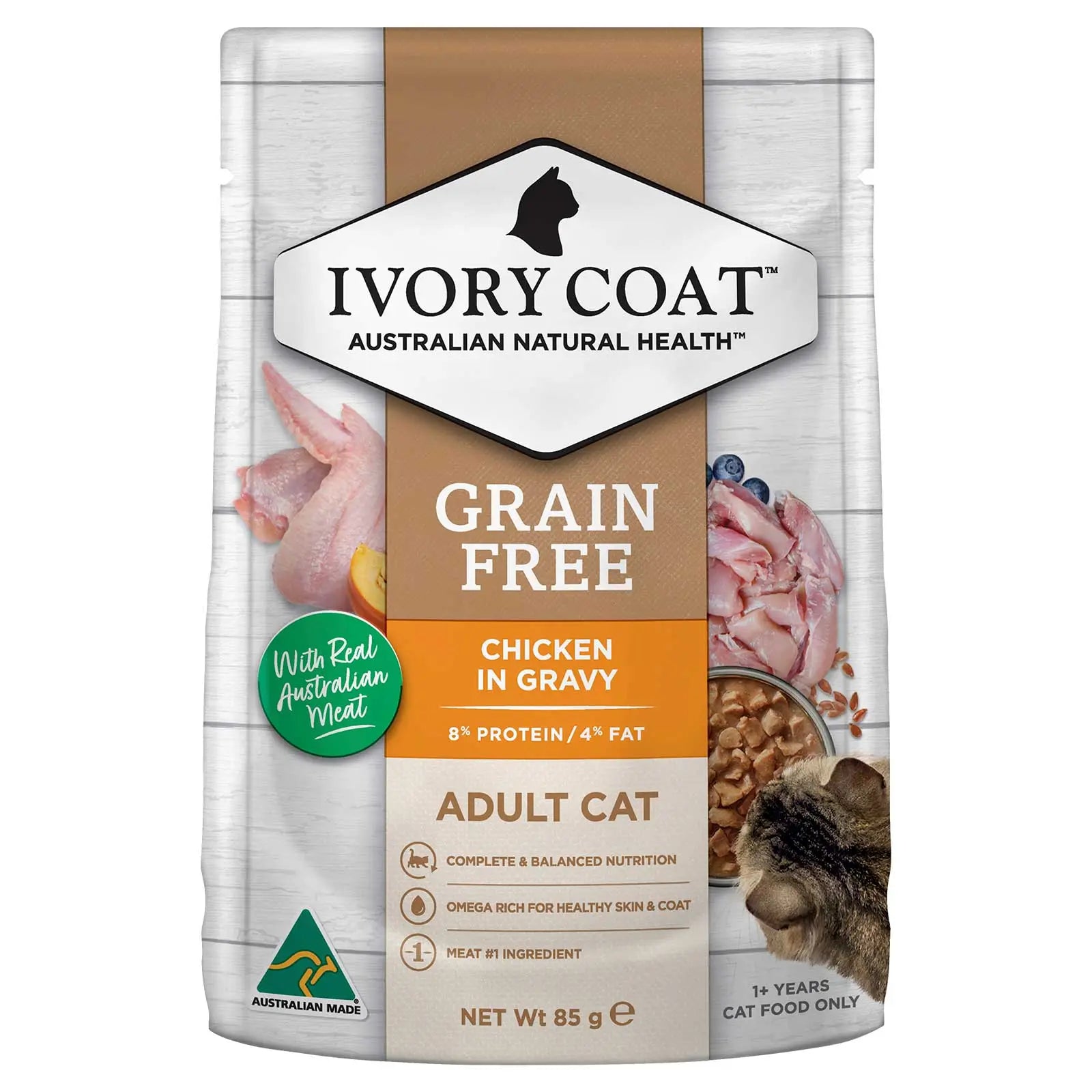 Ivory Coat Cat Food Pouch Adult Chicken in Gravy - Kellyville Pets