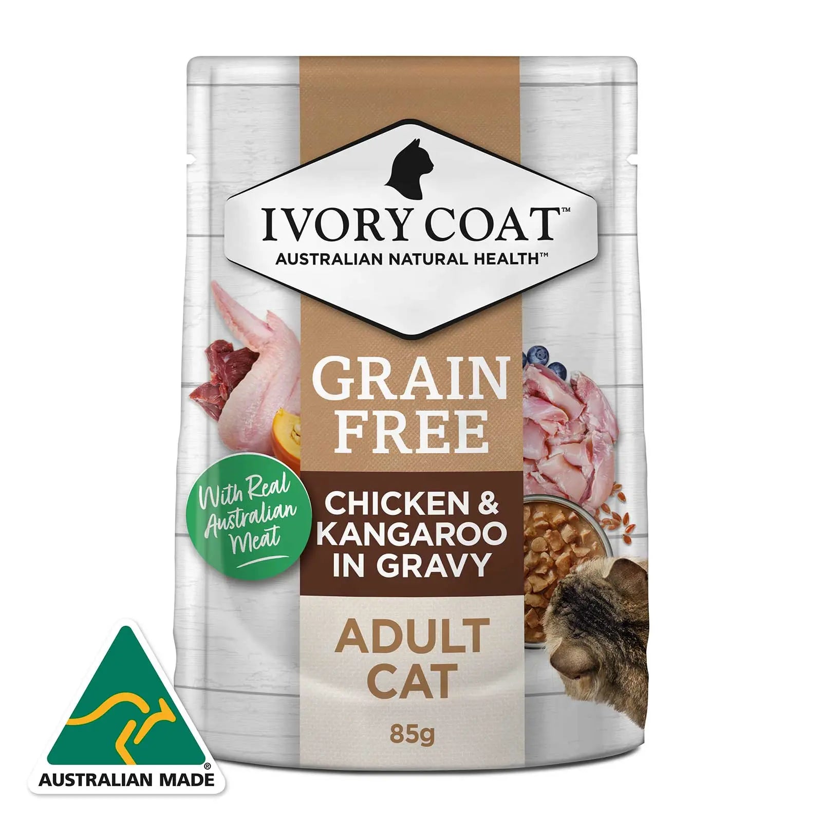 Ivory Coat Cat Food Pouch Adult Chicken & Kangaroo in Gravy - Kellyville Pets