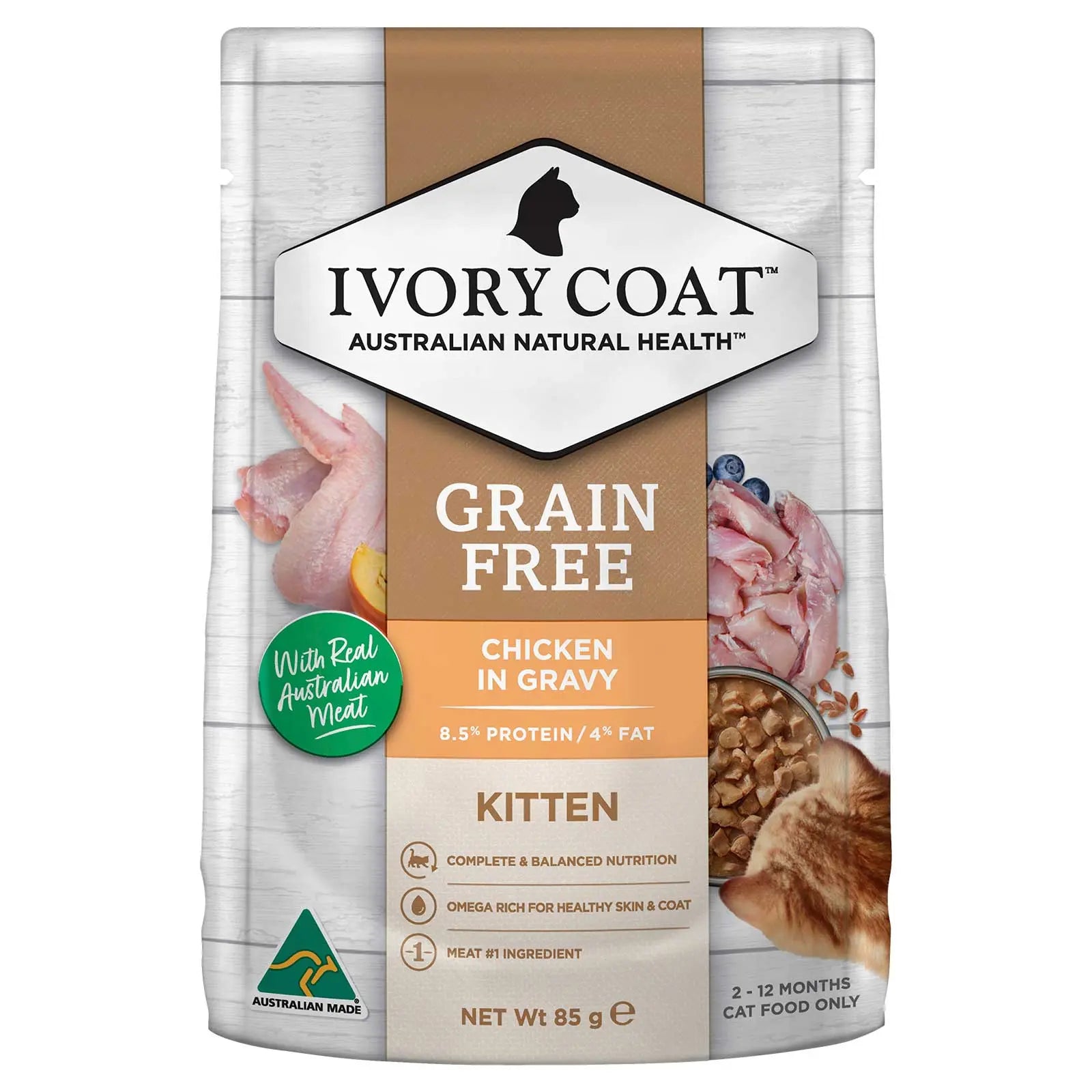 Ivory Coat Cat Food Pouch Kitten Chicken in Gravy - Kellyville Pets