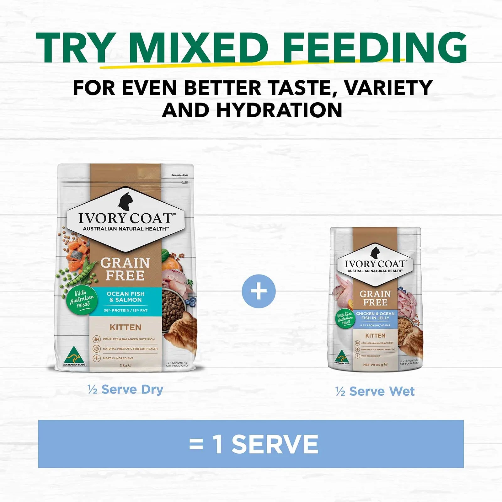 Ivory Coat Cat Food Pouch Kitten Chicken & Ocean Fish in Jelly - Kellyville Pets