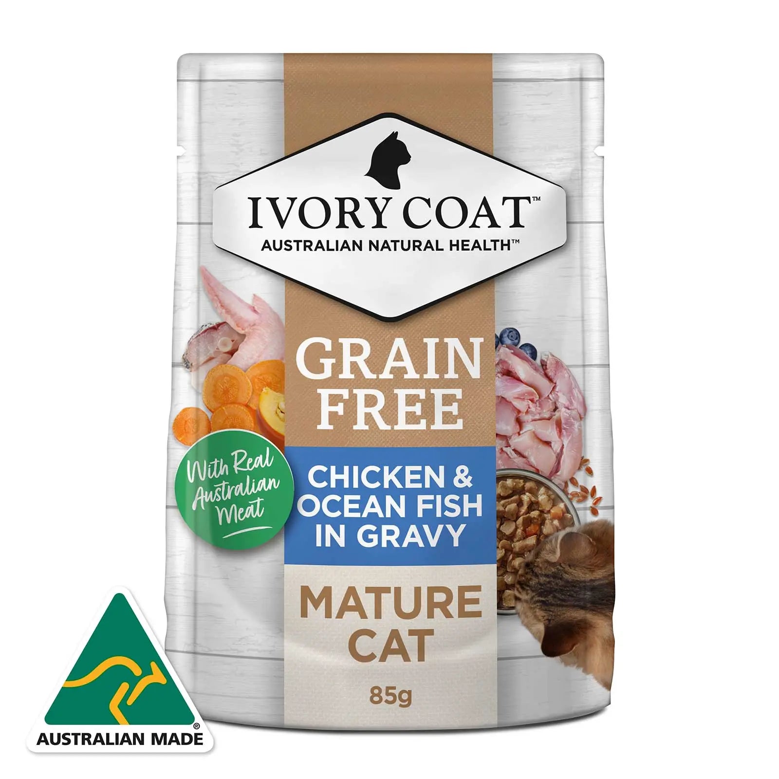 Ivory Coat Cat Food Pouch Mature Chicken & Ocean Fish in Jelly - Kellyville Pets