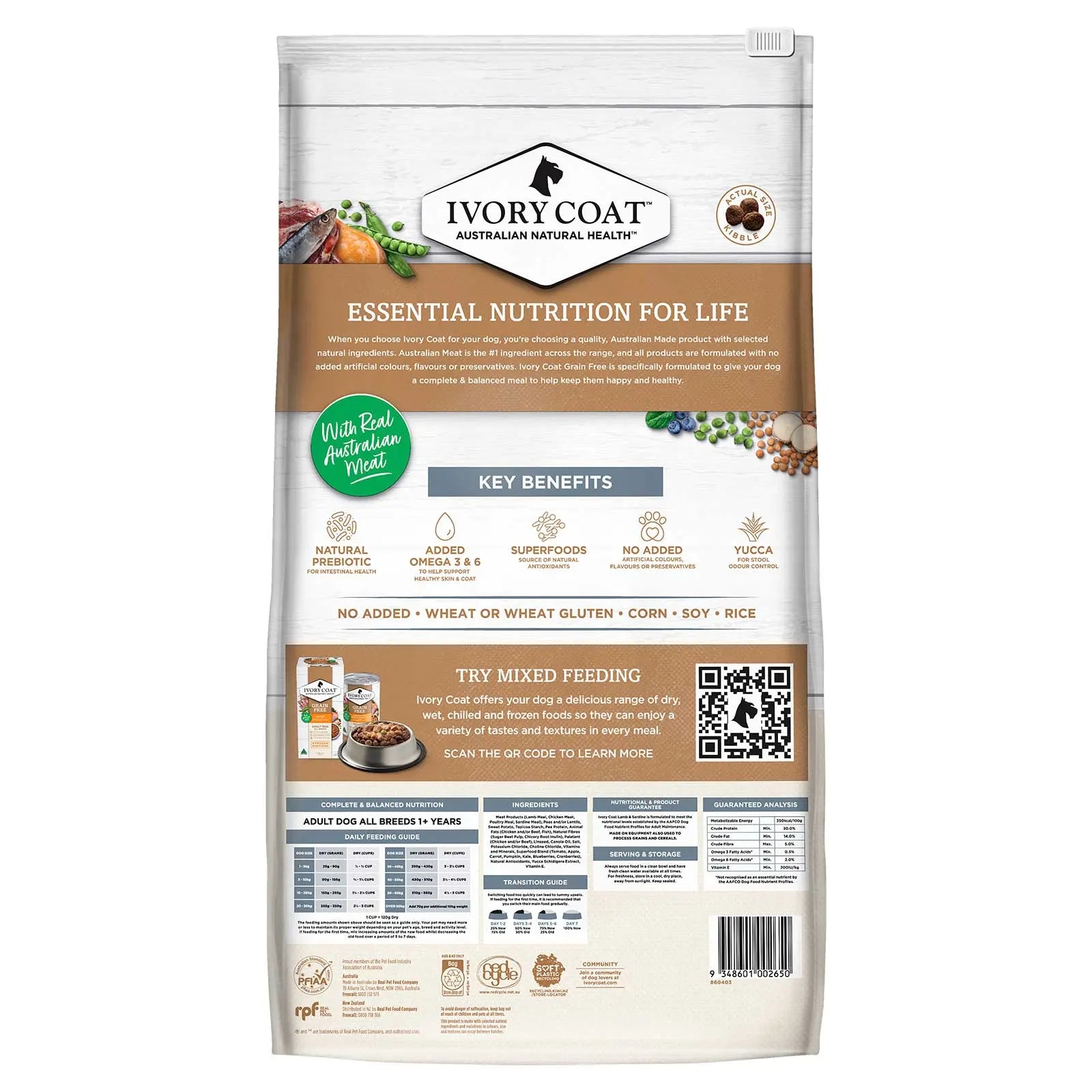 Ivory Coat Grain Free Dog Food Adult Lamb & Sardine - Kellyville Pets