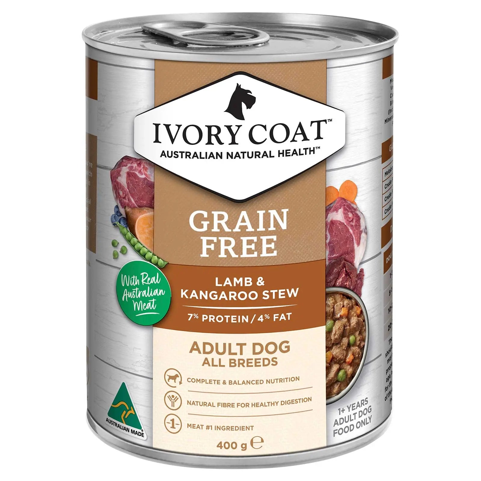 Ivory Coat Grain Free Dog Food Can Adult Lamb & Kangaroo Stew - Kellyville Pets