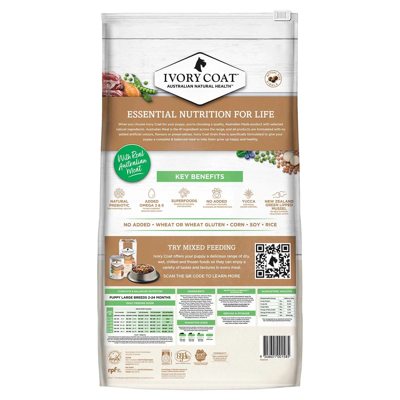 Ivory Coat Grain Free Dog Food Puppy Large Breed Lamb - Kellyville Pets