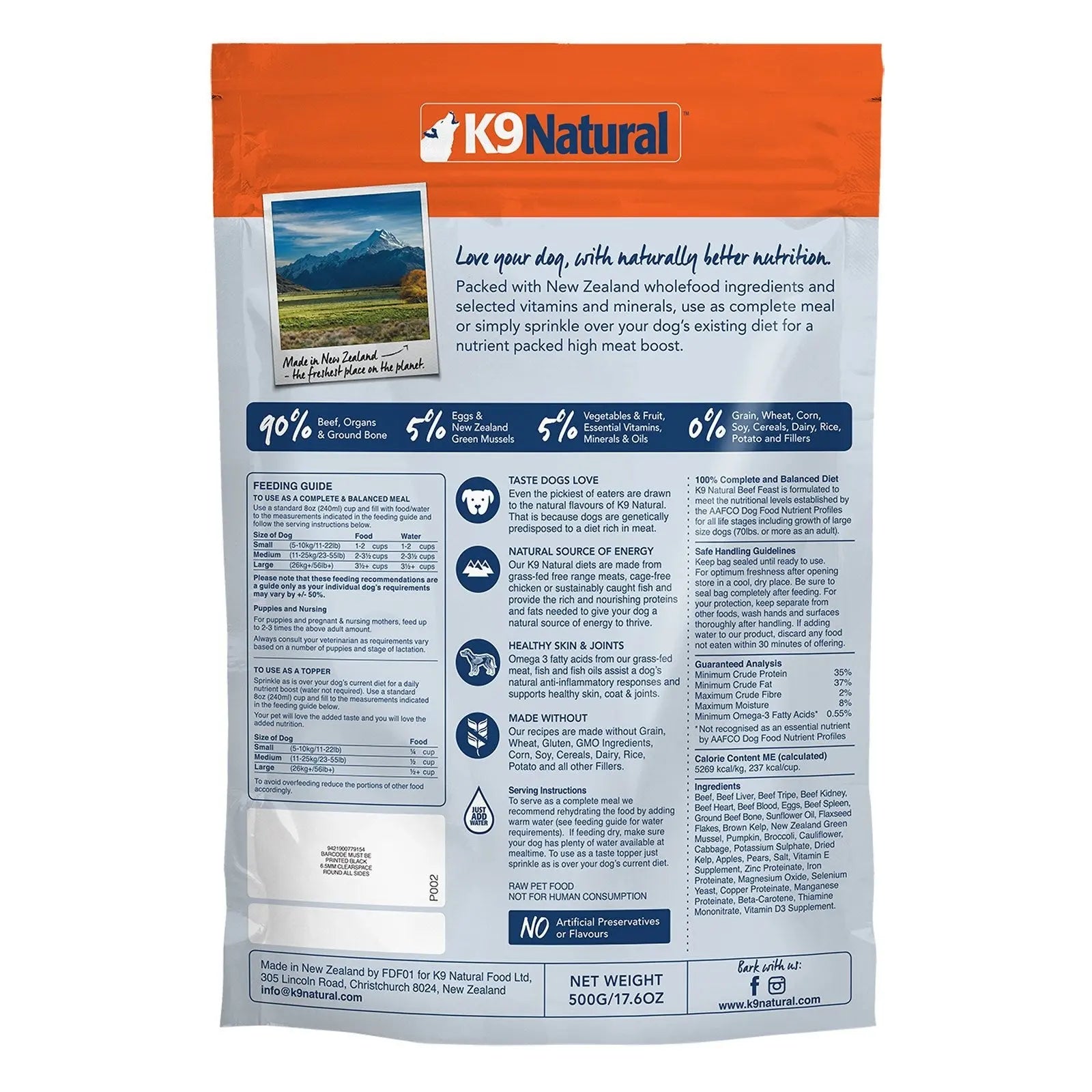 K9 Natural Dog Food Beef - Kellyville Pets