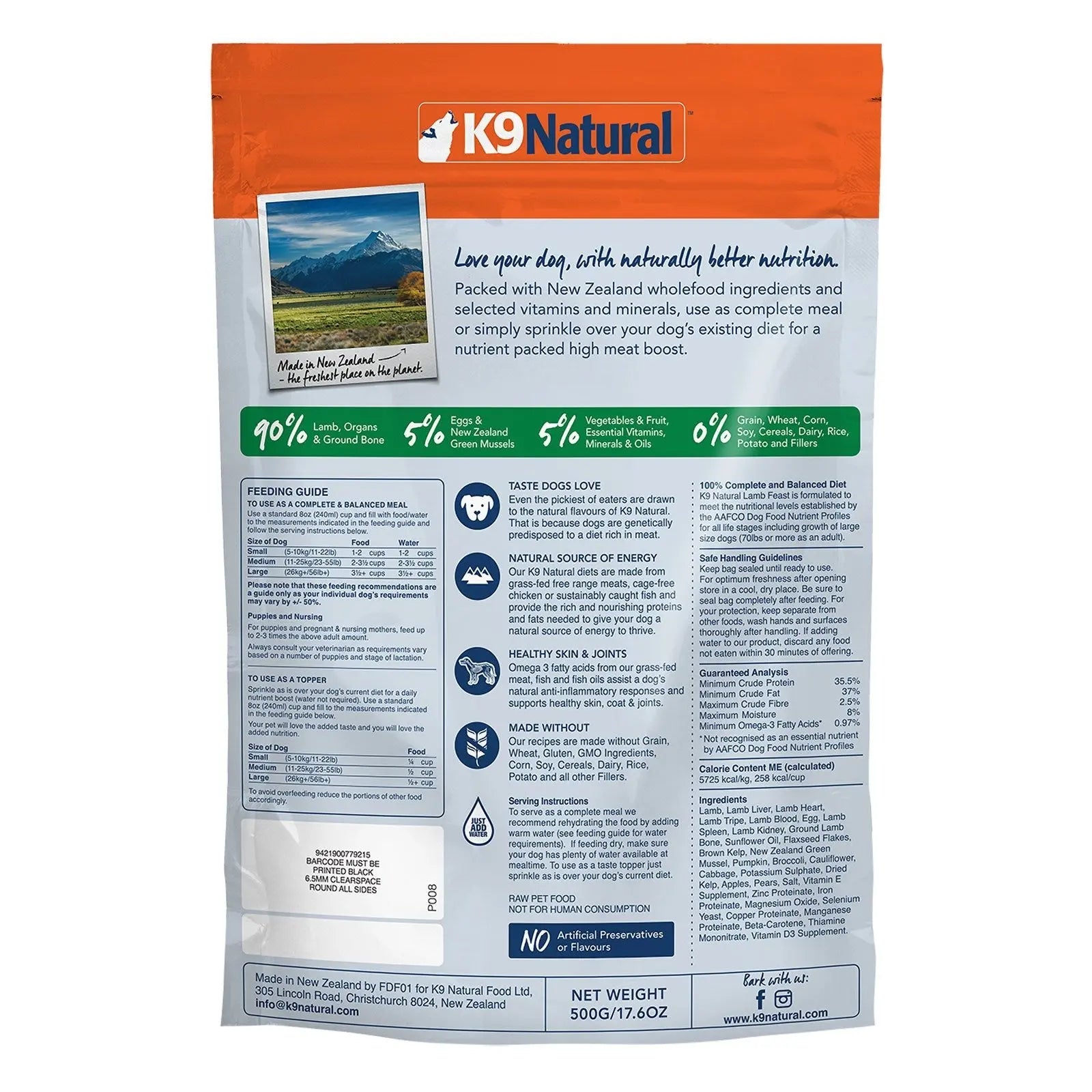 K9 Natural Dog Food Lamb - Kellyville Pets