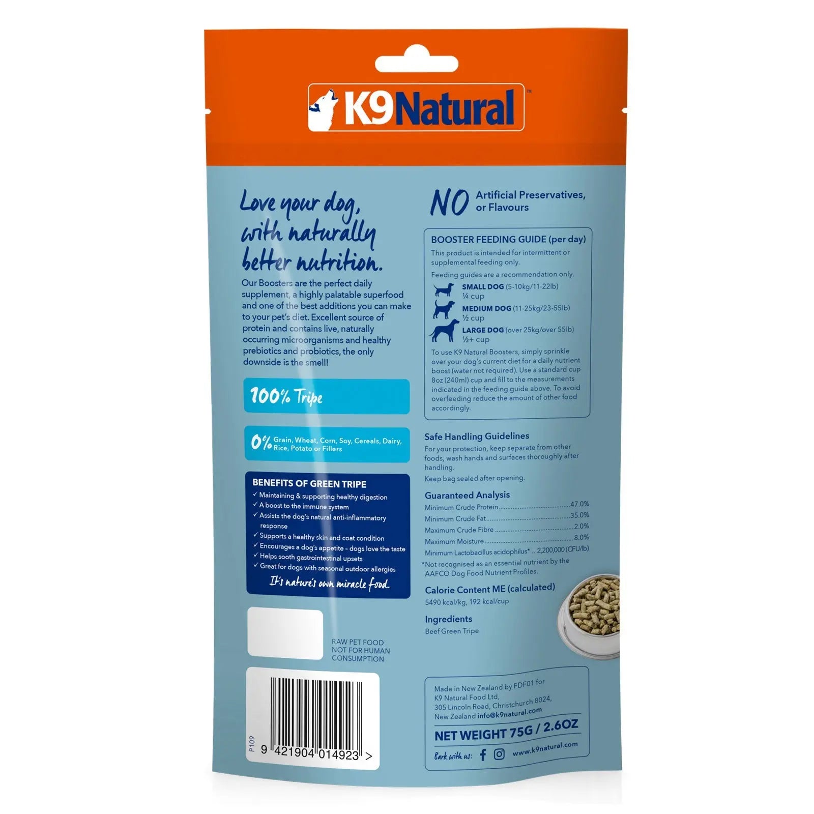 K9 Natural Dog Topper Beef Green Tripe Booster - Kellyville Pets